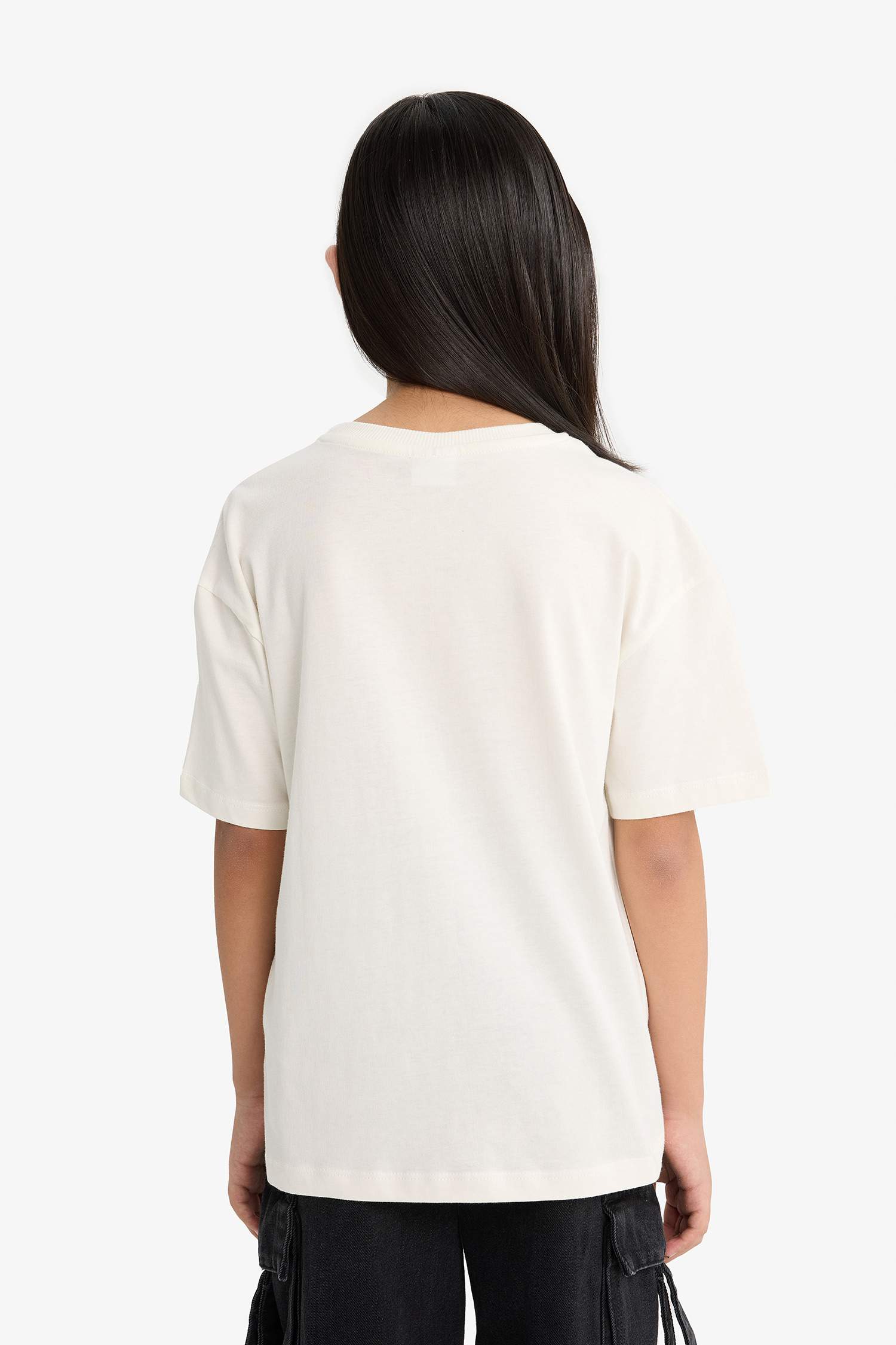 Girl Oversize Loose Fit Crew Neck University Printed T-Shirt