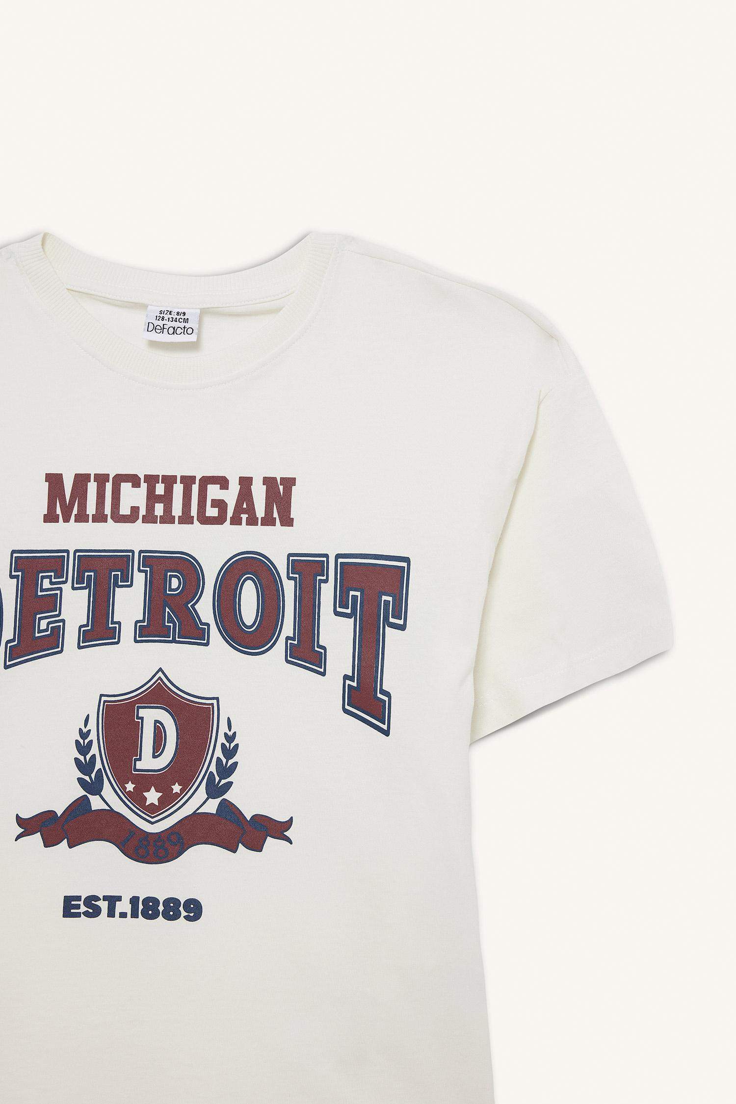 Girl Oversize Loose Fit Crew Neck University Printed T-Shirt