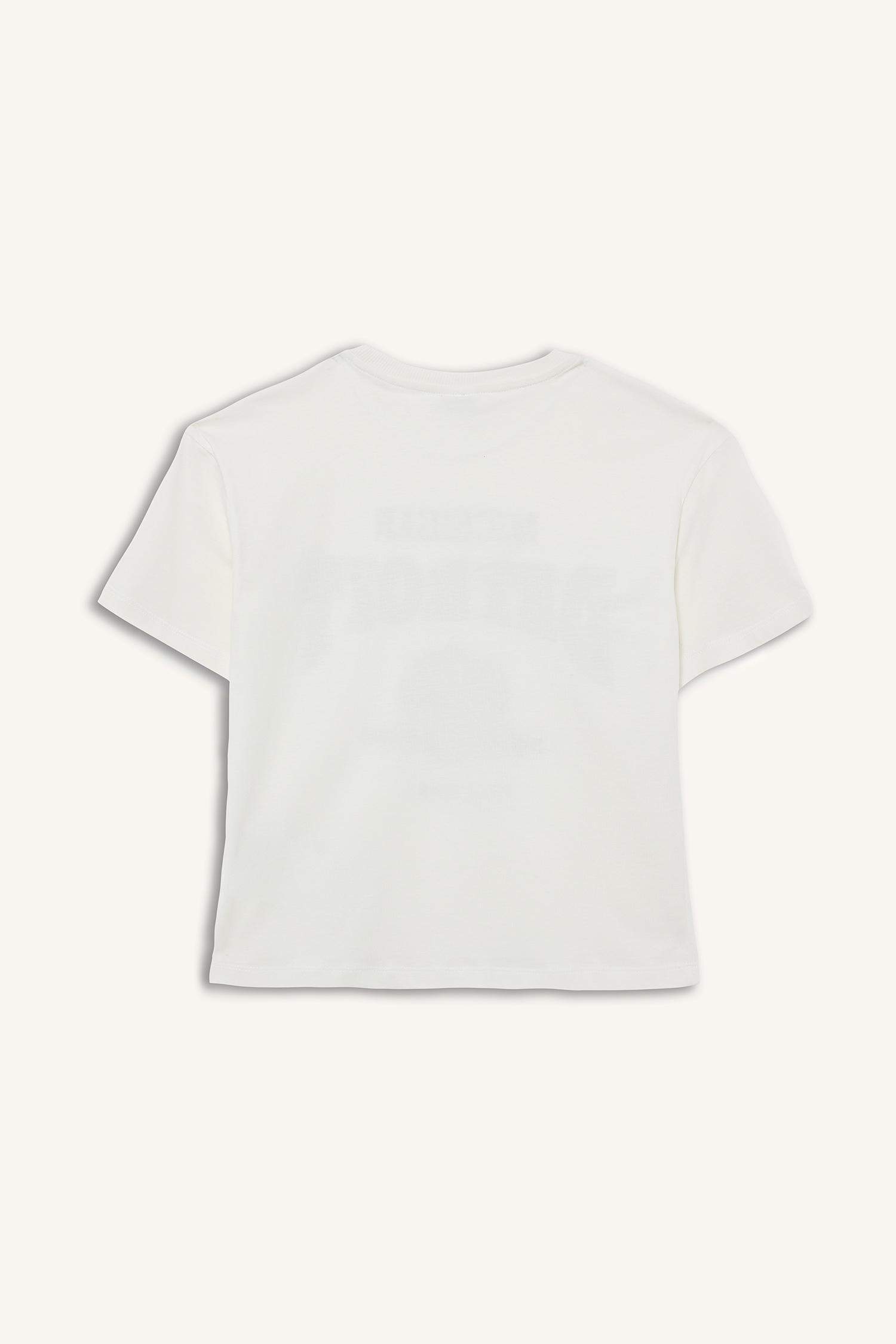 Girl Oversize Loose Fit Crew Neck University Printed T-Shirt