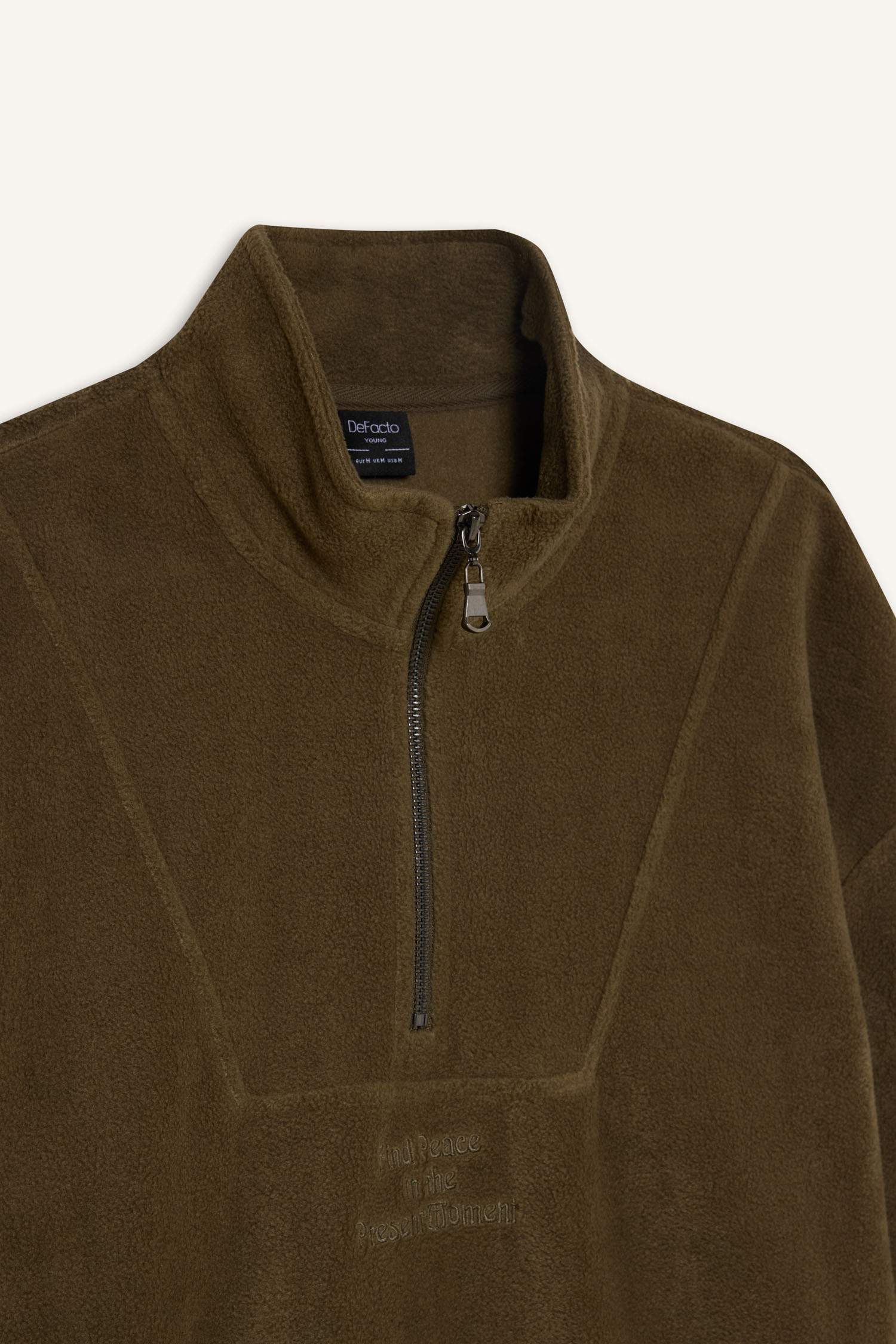 Comfort Regular Fit Rahat Kalıp Dik Yaka Baskılı Polar Sweatshirt