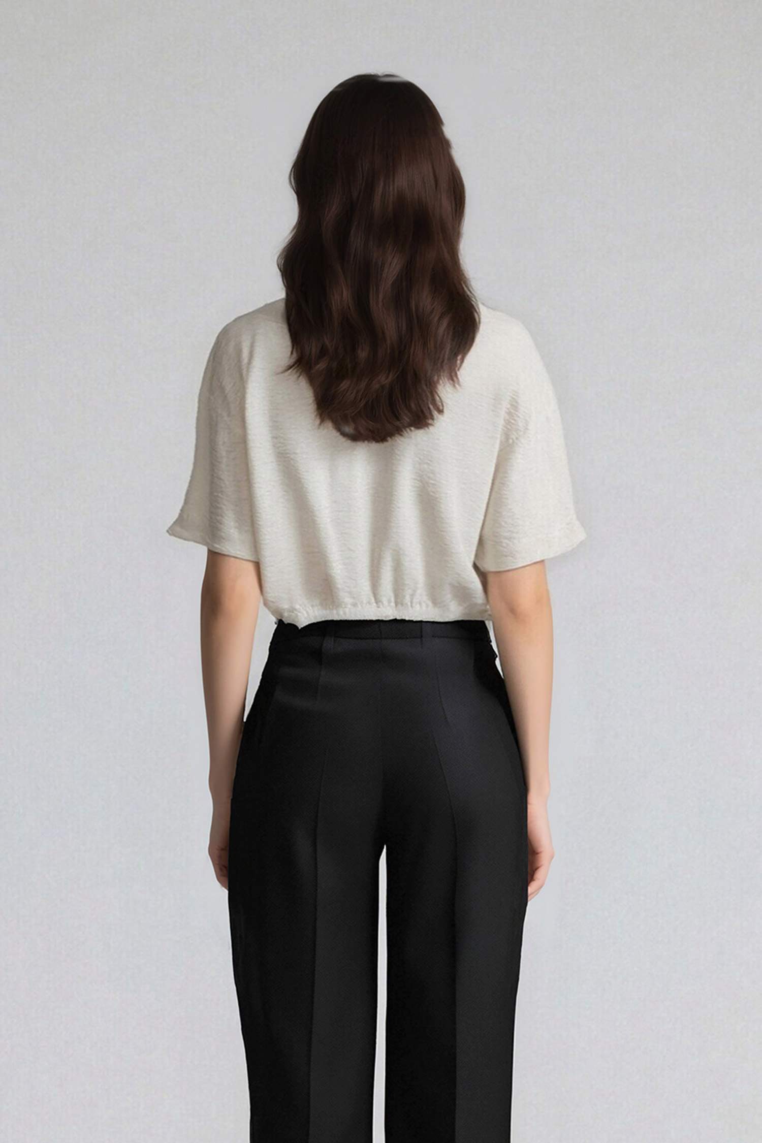 Chemise courte aspect lin à manches courtes