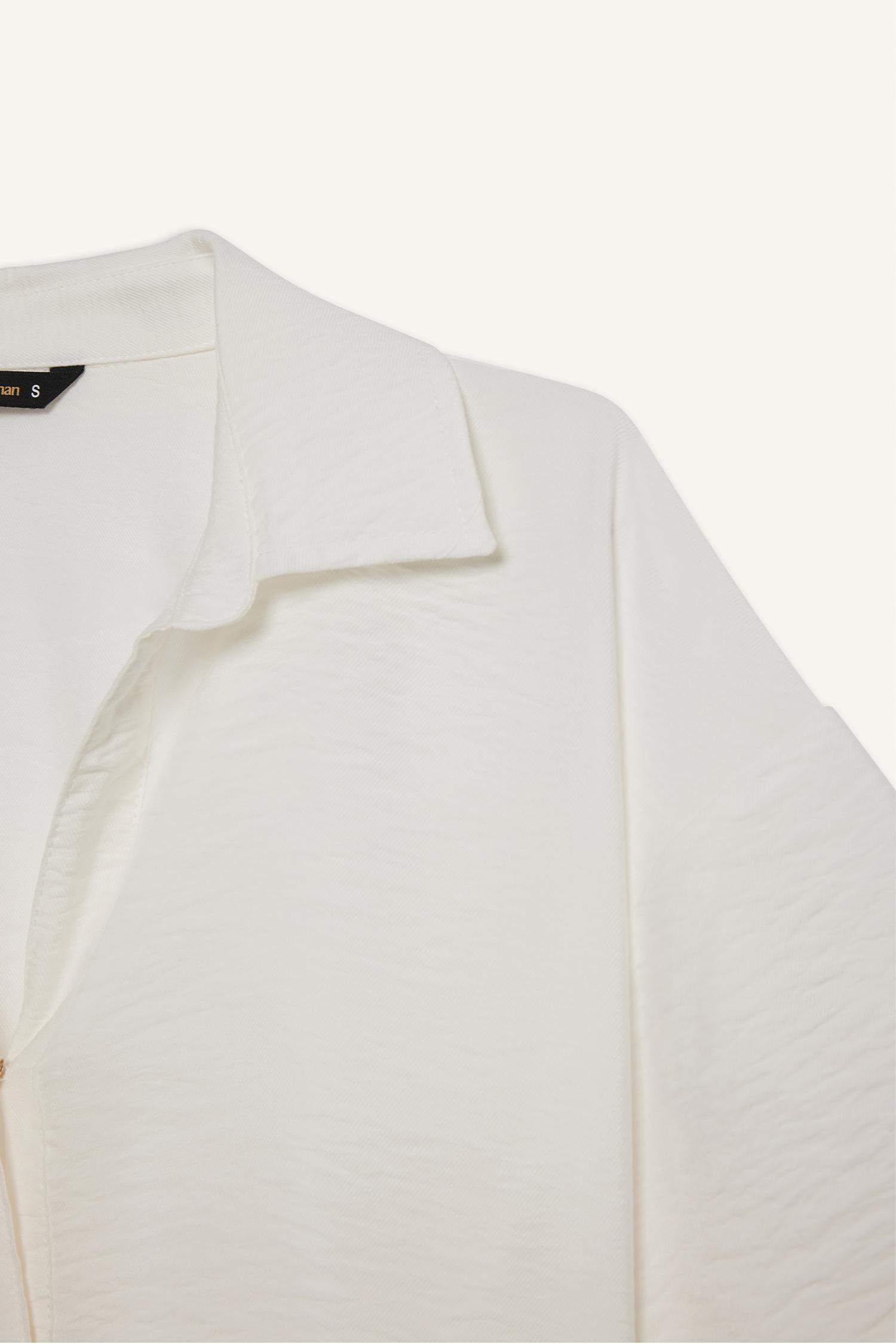 Chemise courte aspect lin à manches courtes