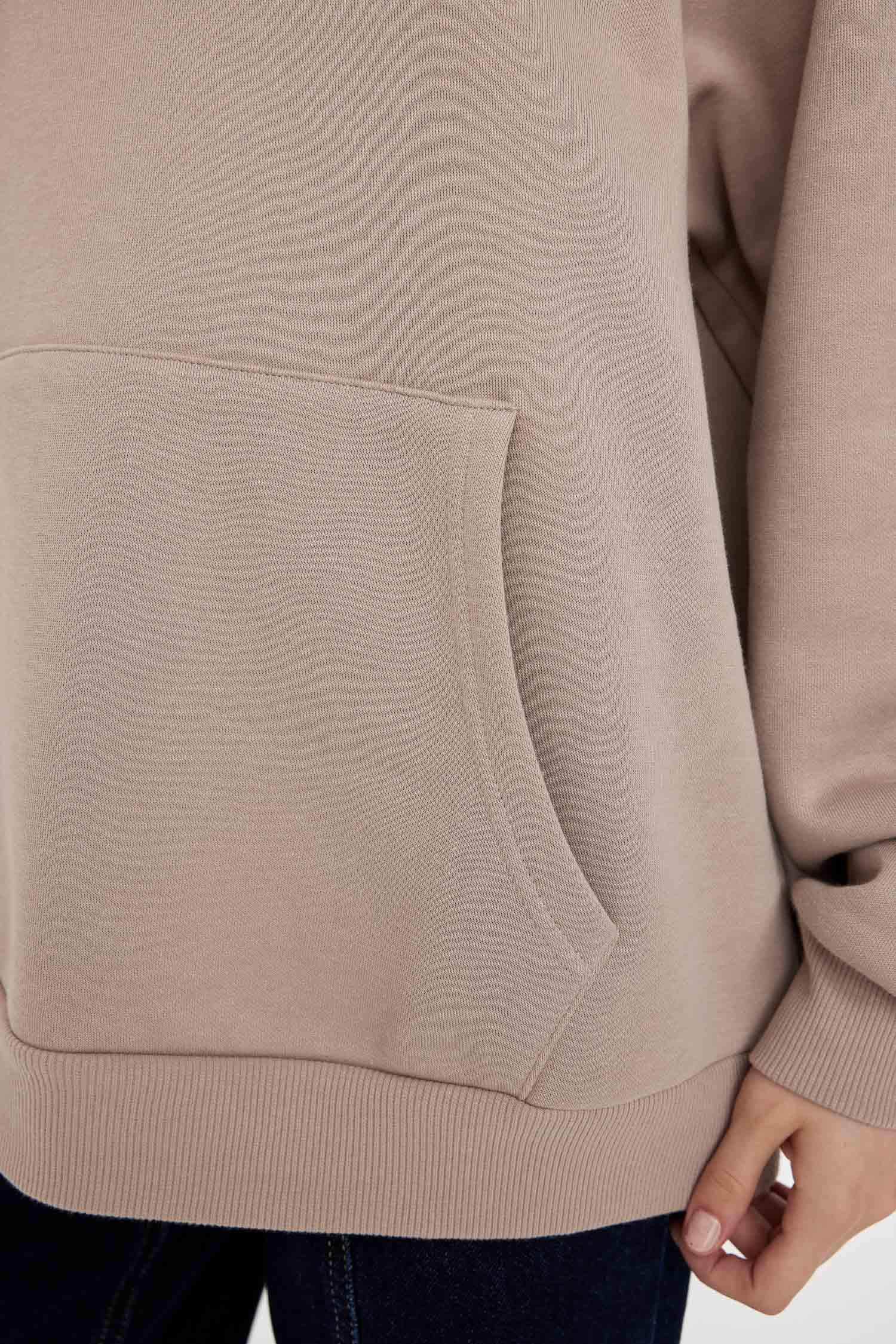 Oversize Geniş Kalıp Kapüşonlu Kanguru Cepli Kalın Basic Düz Sweatshirt