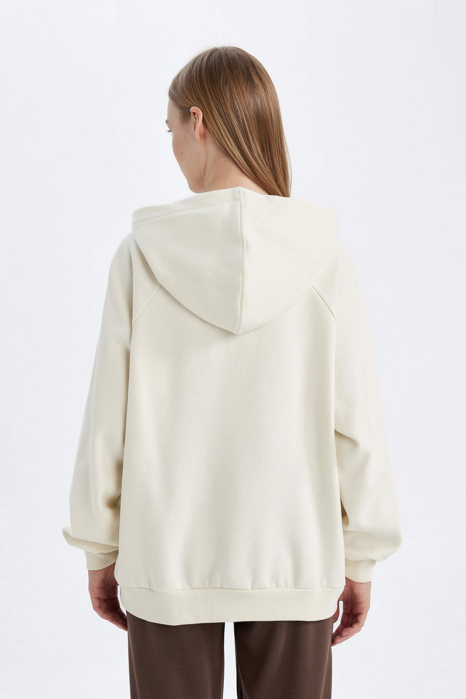 Oversize Geniş Kalıp Kapüşonlu Kanguru Cepli Kalın Basic Düz Sweatshirt