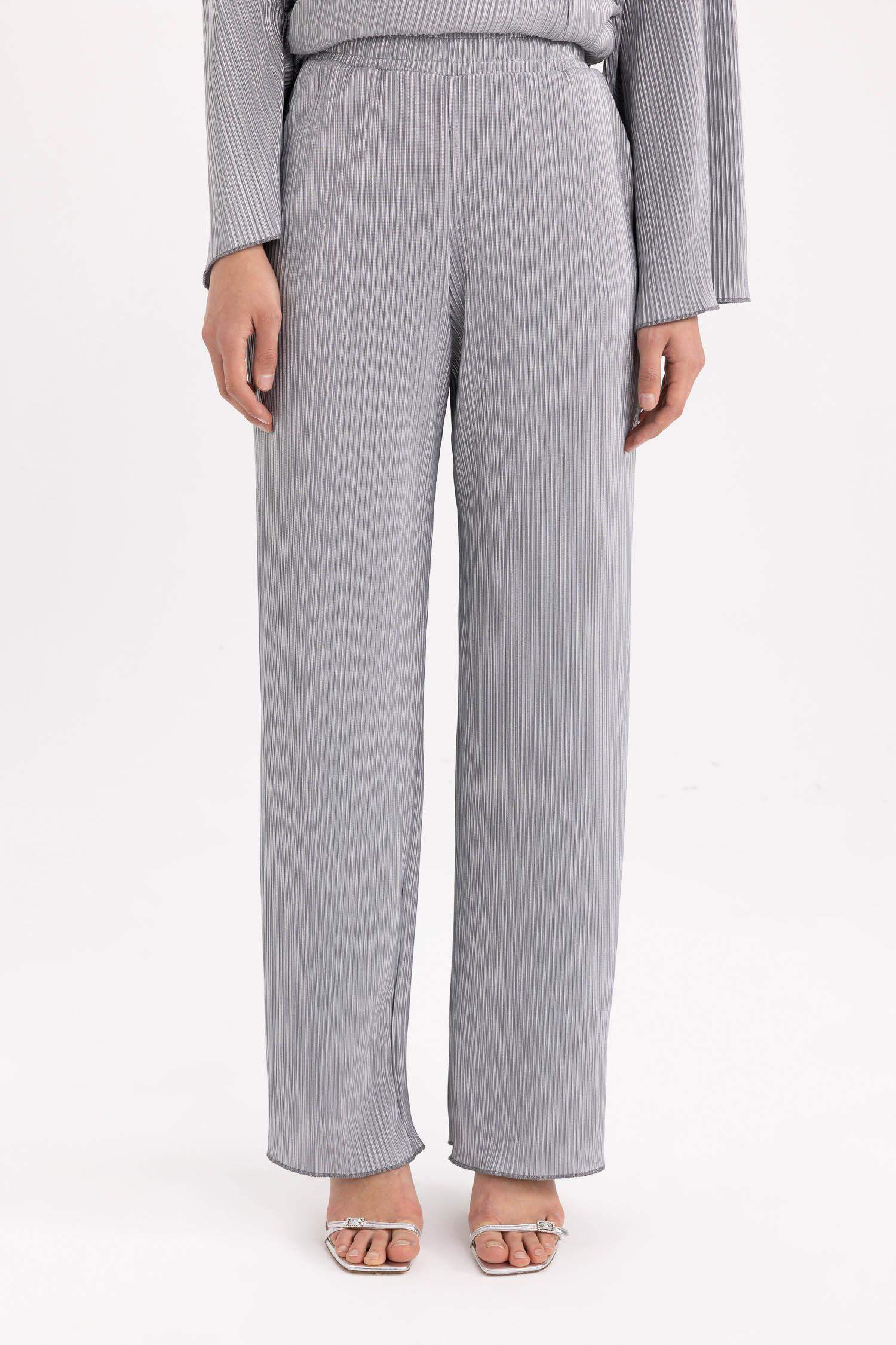 Long Fit Printed Shinny Interlock Trousers