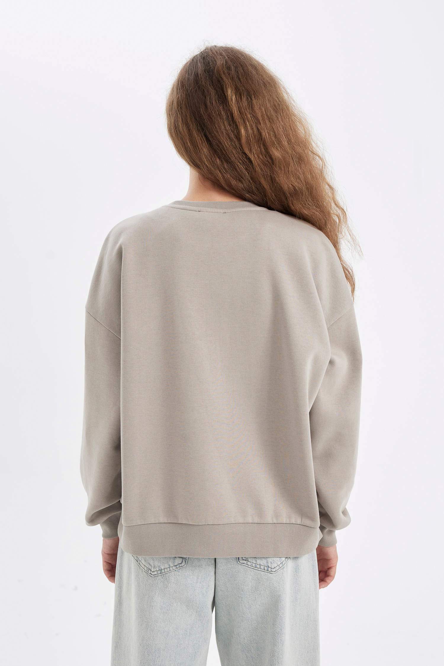 سويت شيرت قصة فضفاضة برقبة مستديرة