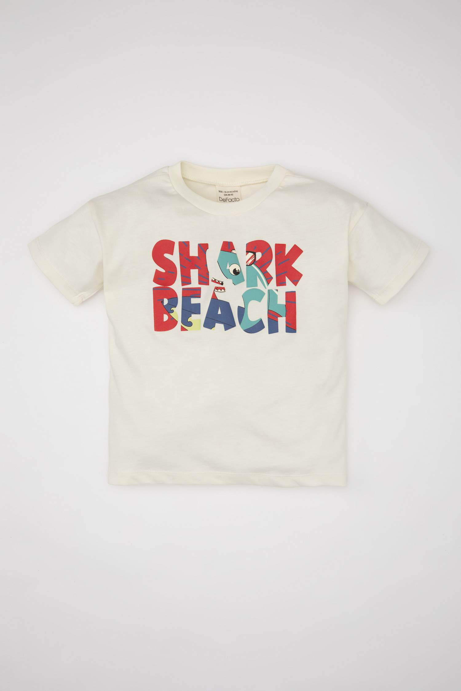 Erkek Bebek Bisiklet Yaka Baskılı Kısa Kollu Tişört