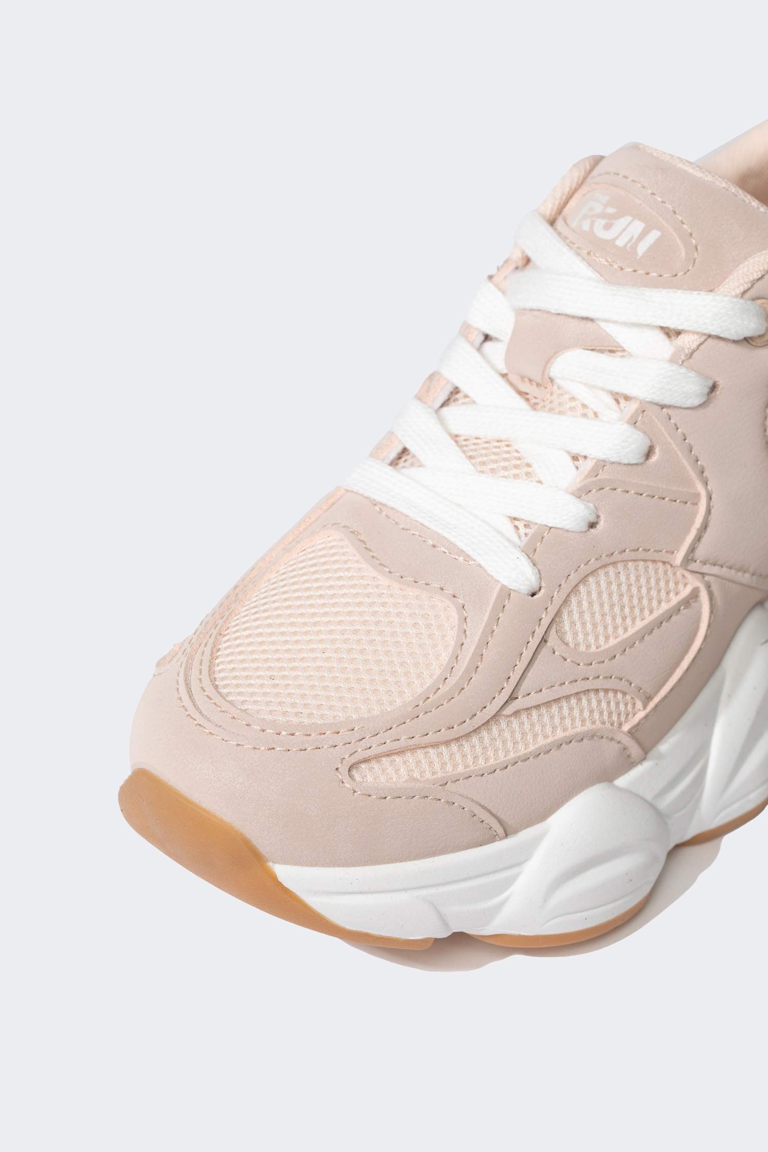 Kadın Kalın Taban Bağcıklı Suni Deri Spor Ayakkabı