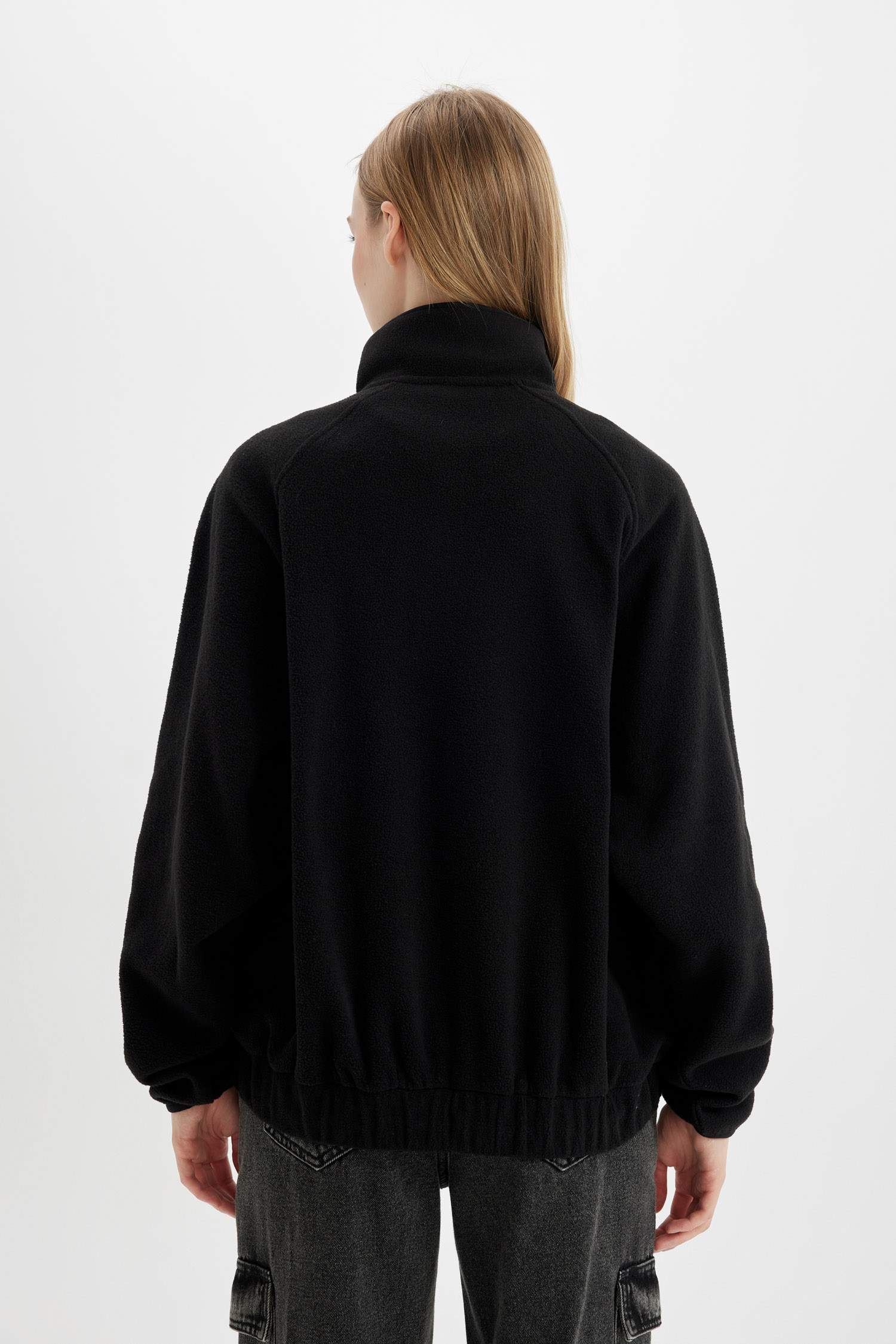 Regular Fit Half Zip Printed Fleece Sweatshirt