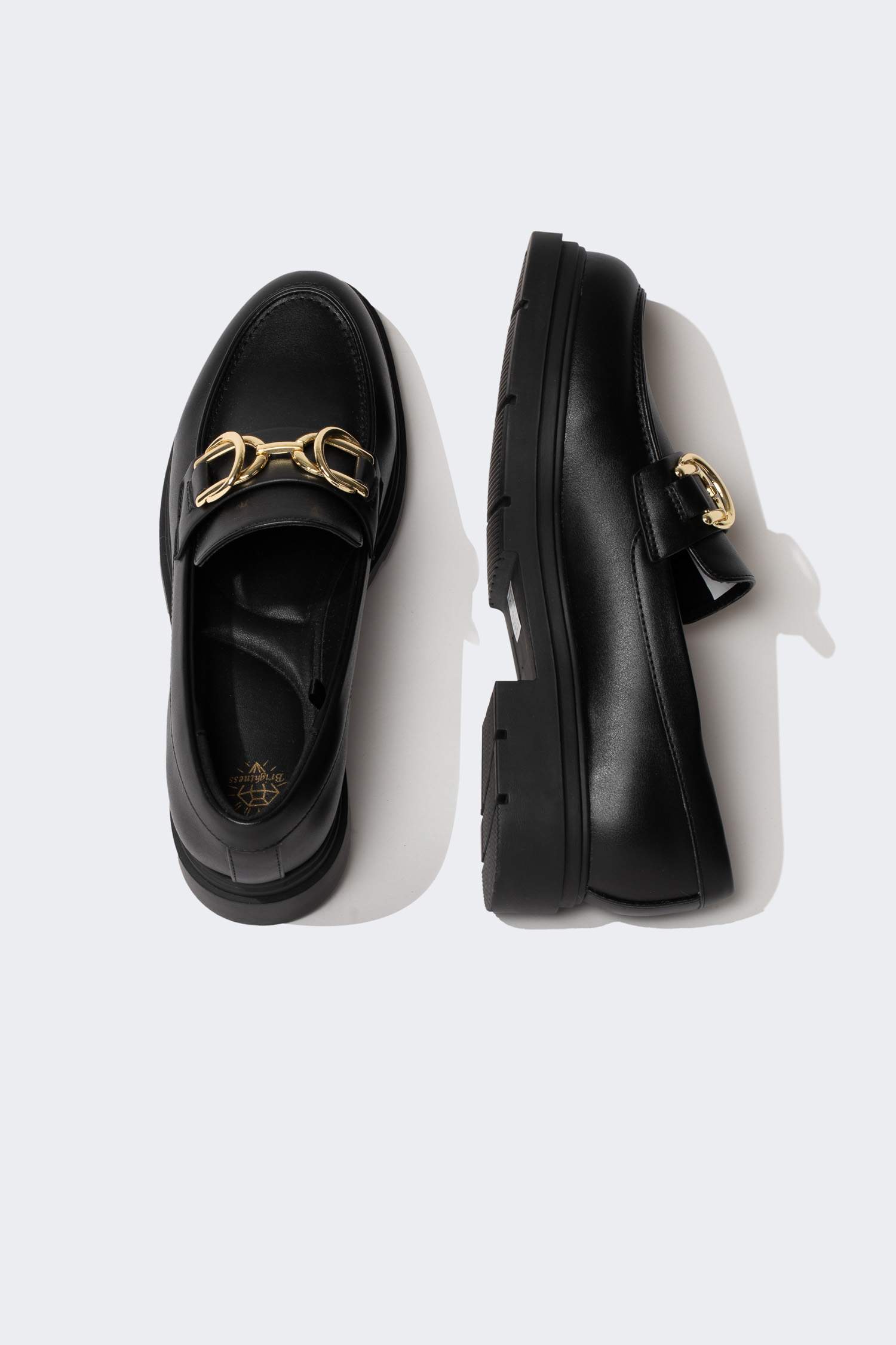 Woman Faux Leather Serrated Sole Casual Shoes