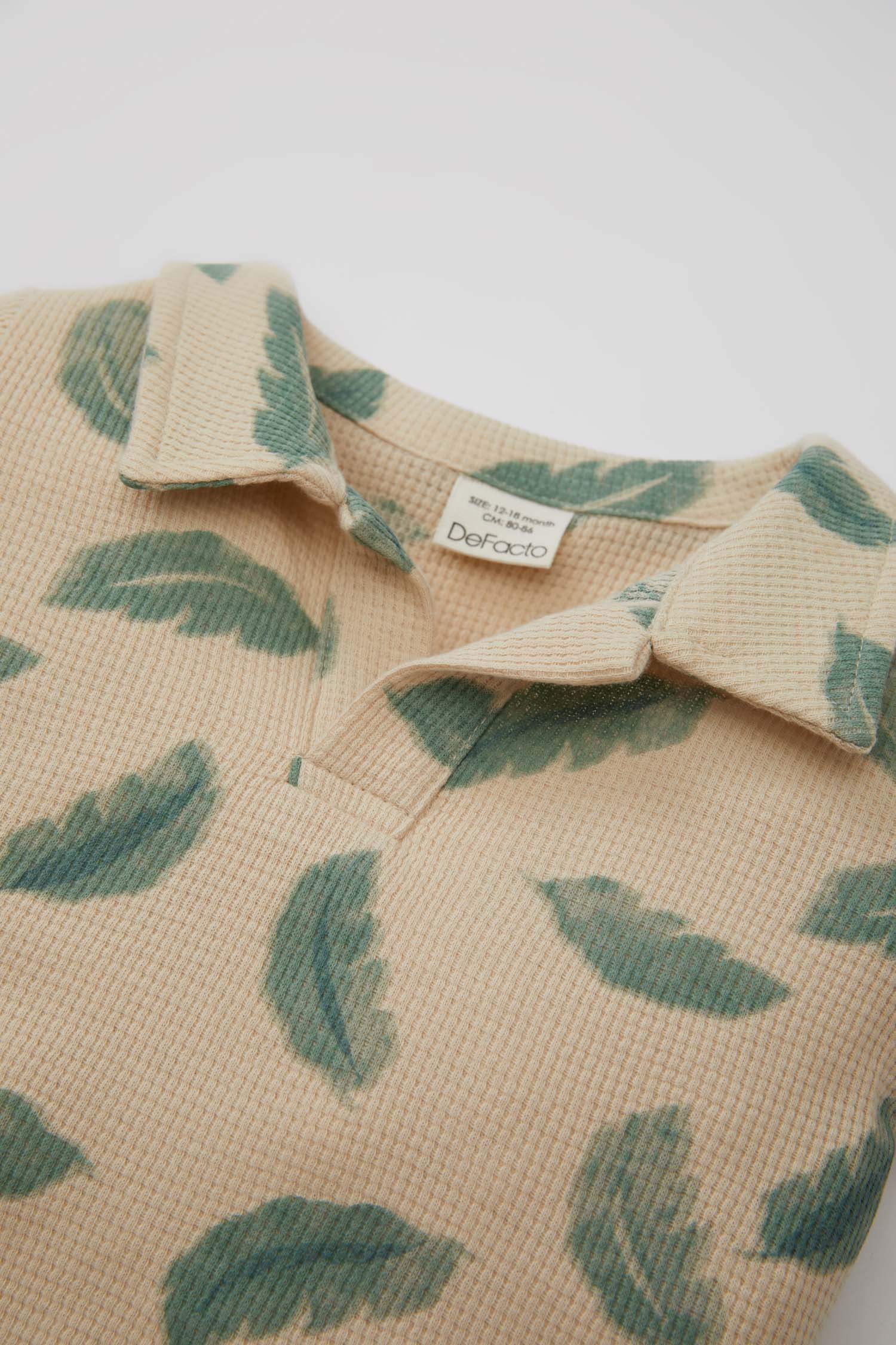 Erkek Bebek 2'li Takım Waffle Desenli Polo Yaka Kısa Kollu Tişört Şort