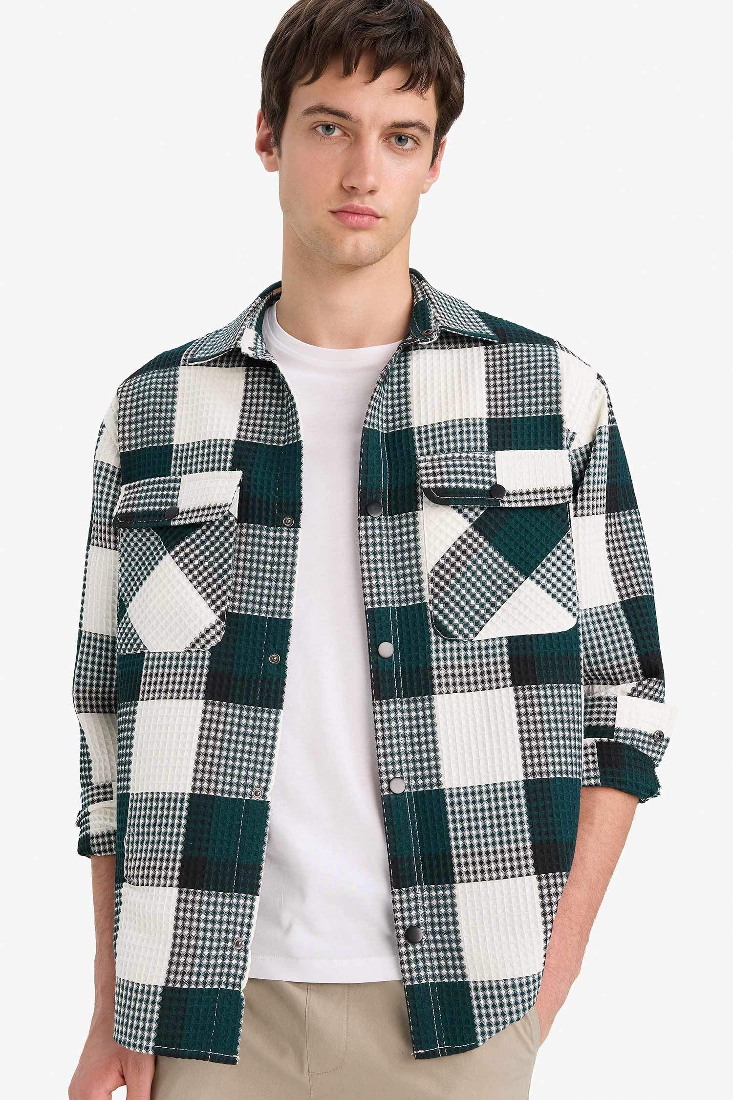 Relax Fit Long Sleeve Waffle Shirt