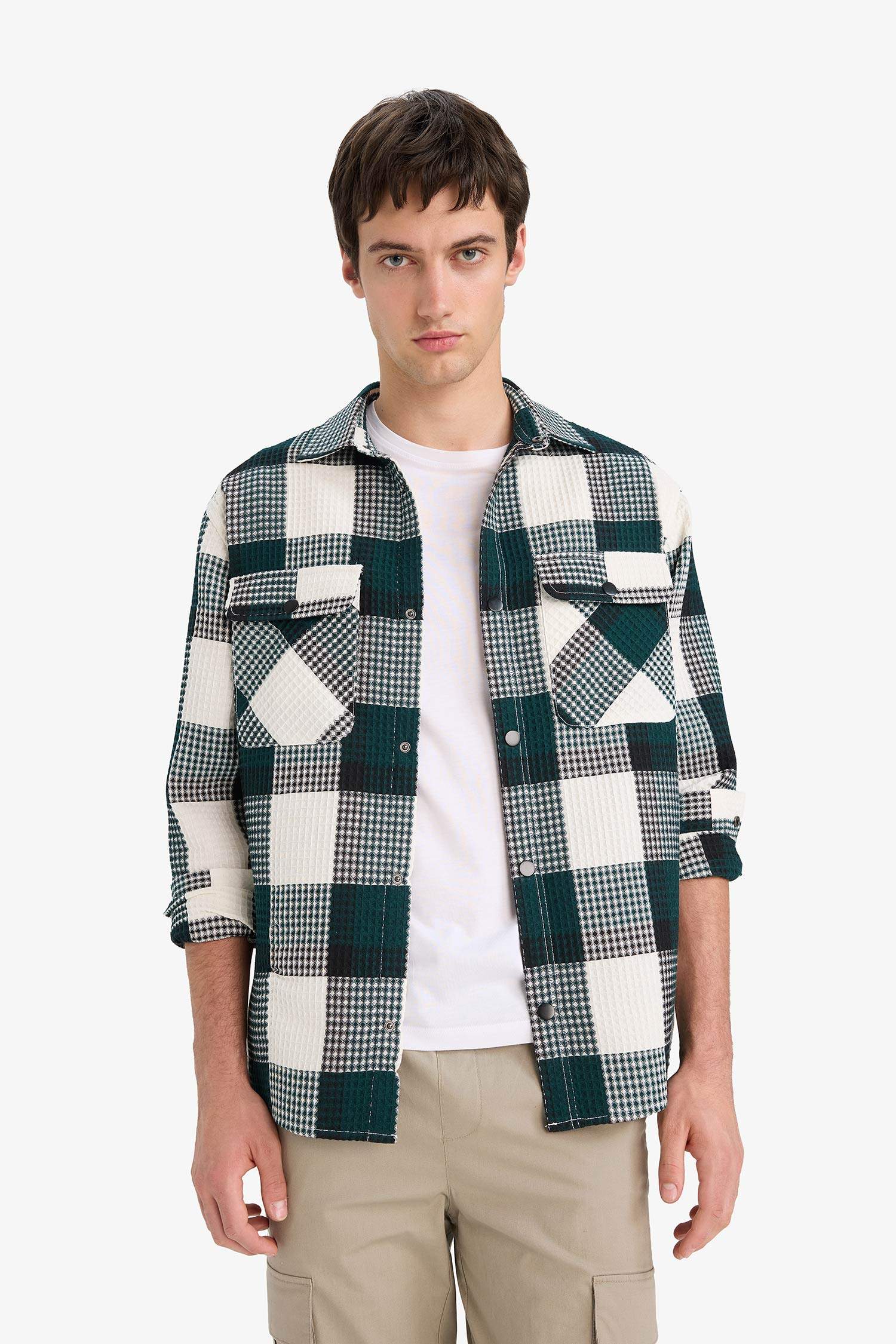 Relax Fit Long Sleeve Waffle Shirt