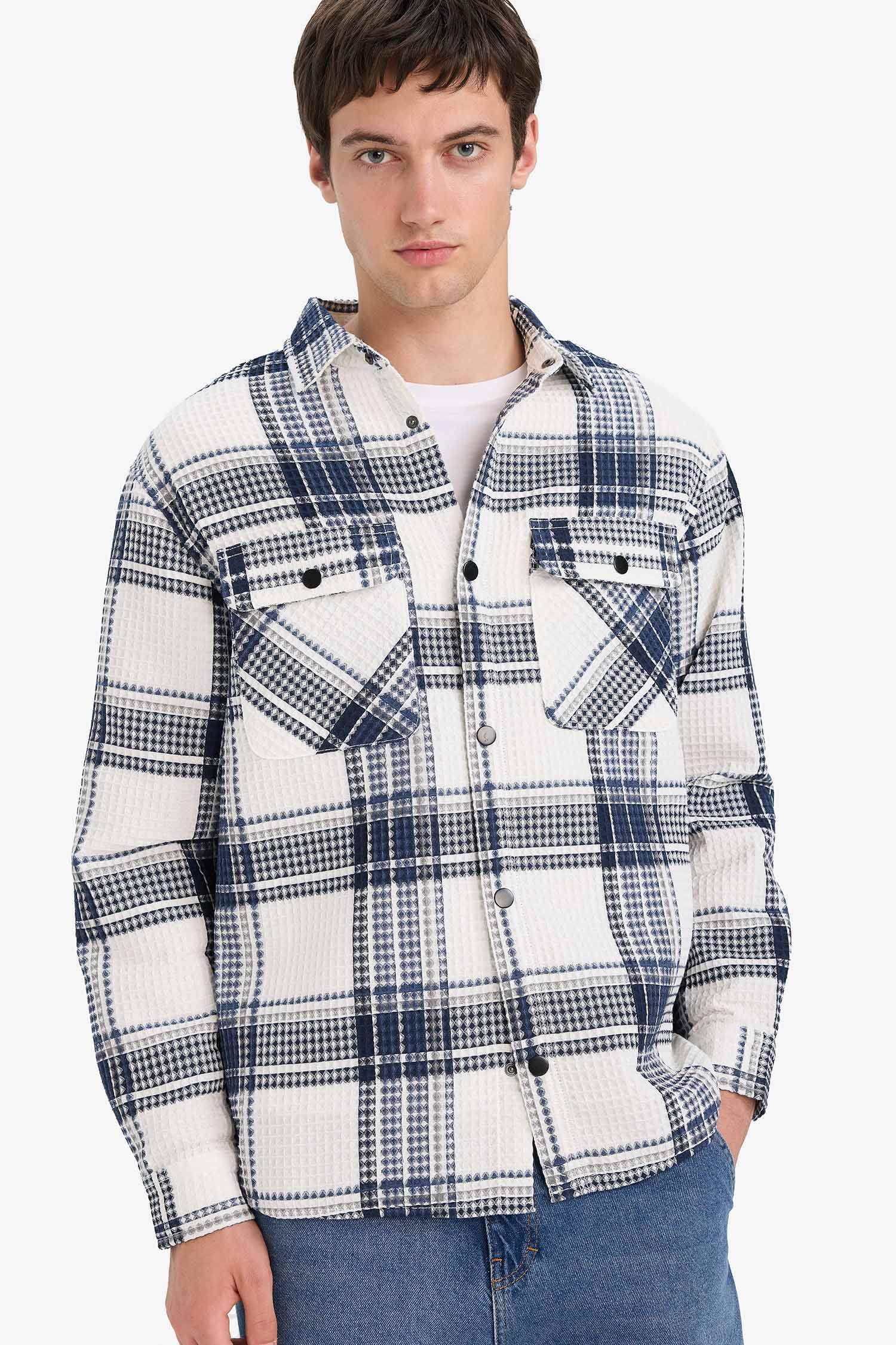Relax Fit Long Sleeve Waffle Shirt