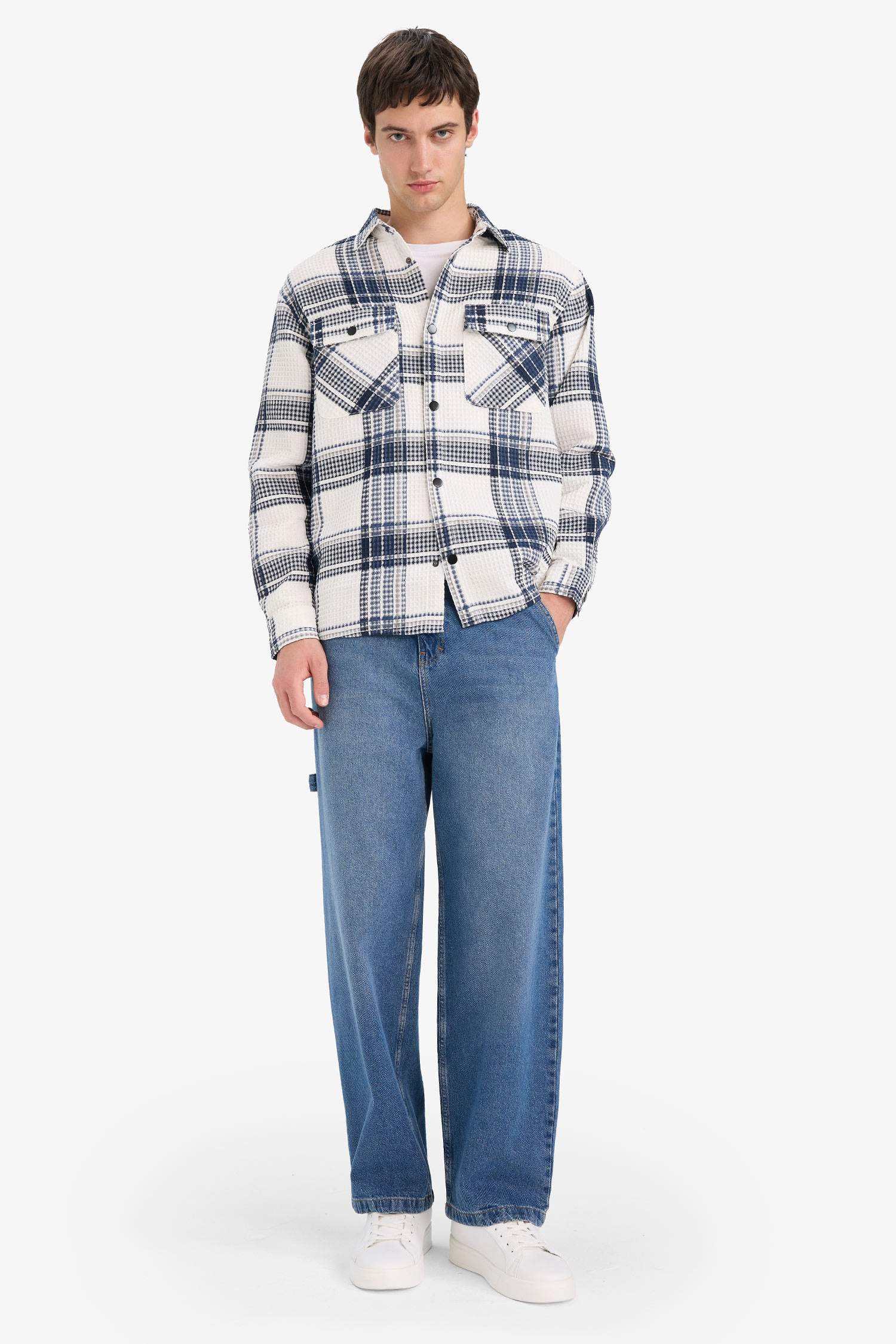 Relax Fit Long Sleeve Waffle Shirt