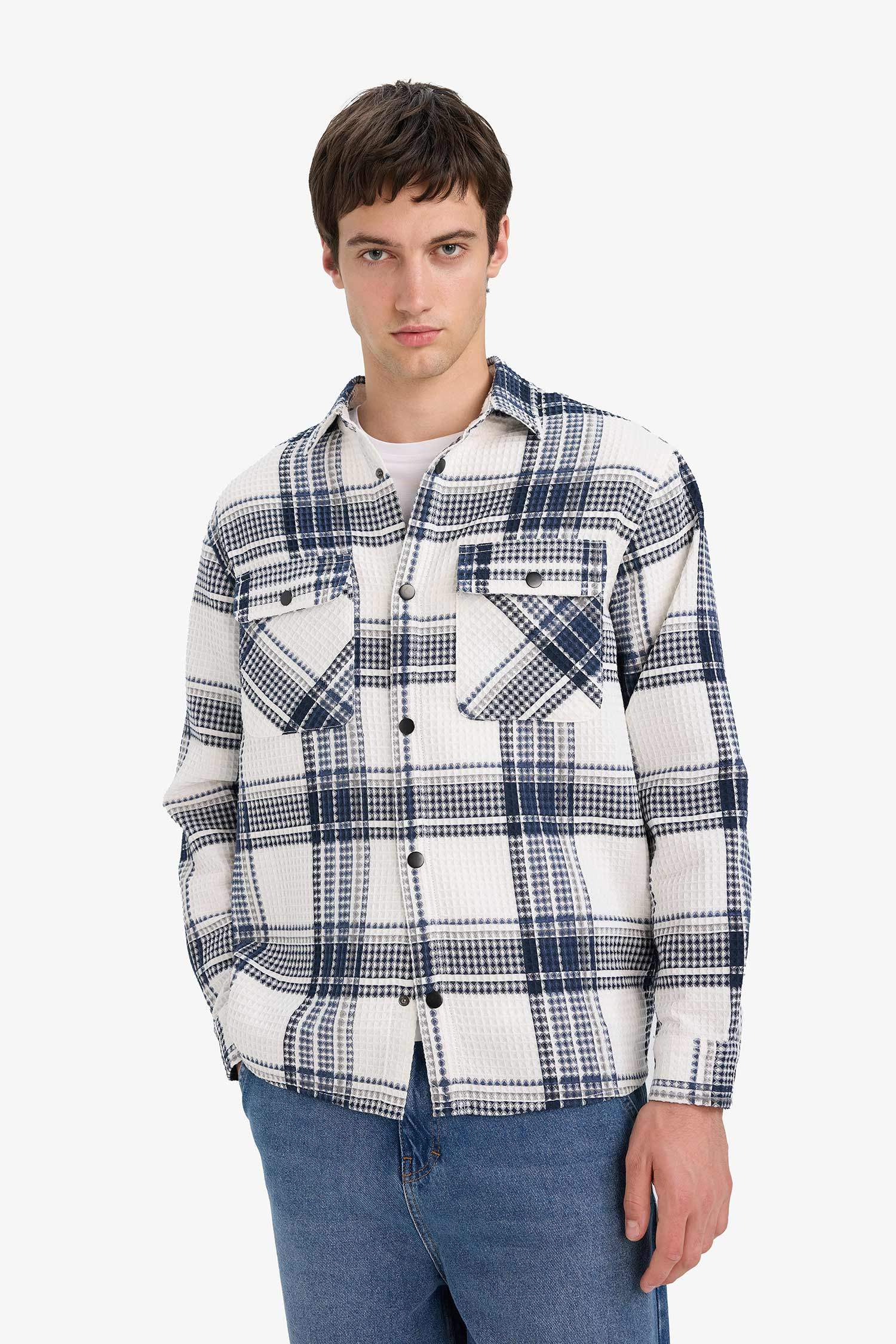 Relax Fit Long Sleeve Waffle Shirt