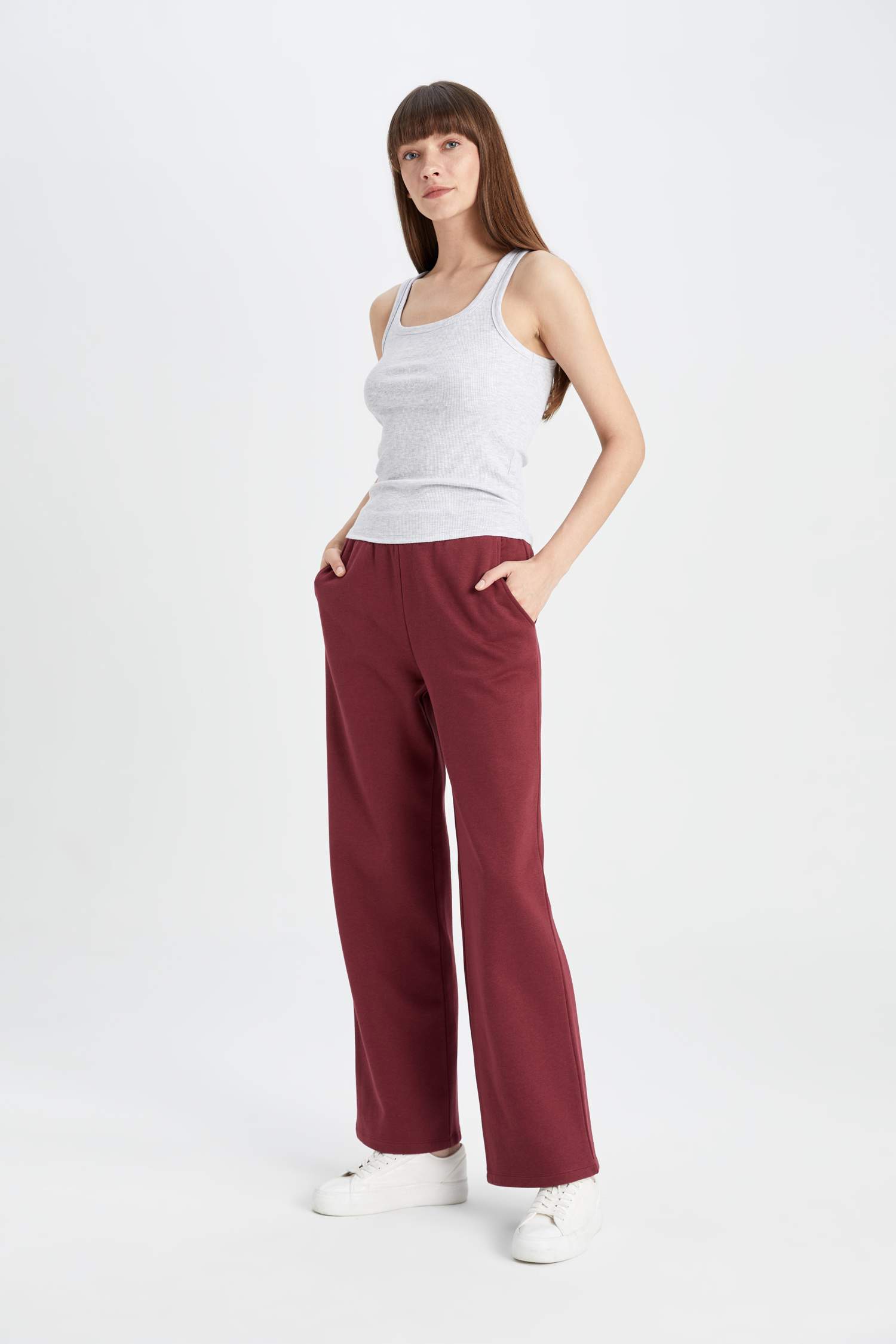 Штаны прямого кроя из плотной ткани