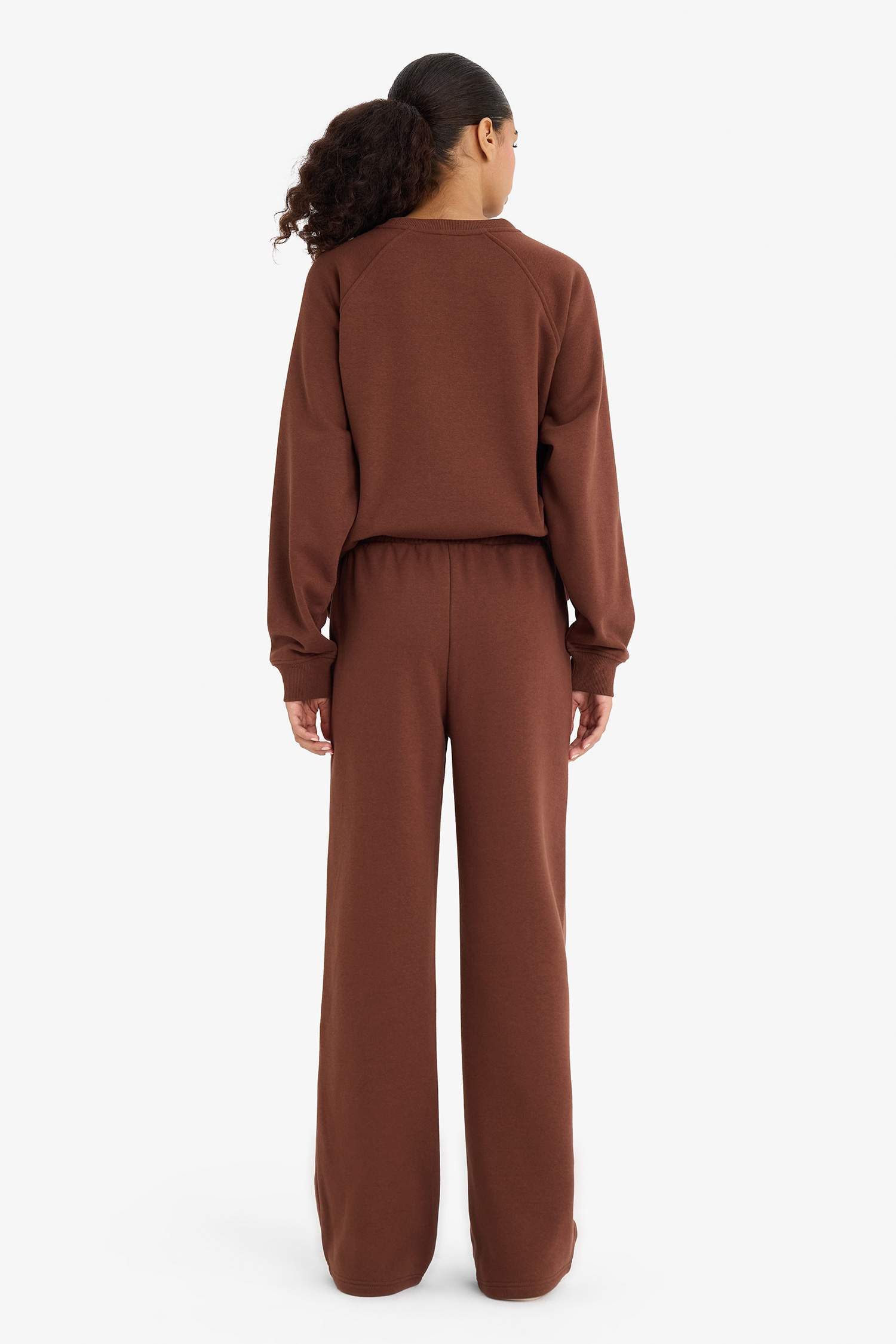 Straight Fit Basic Thick Sweatshirt Fabric Trousers