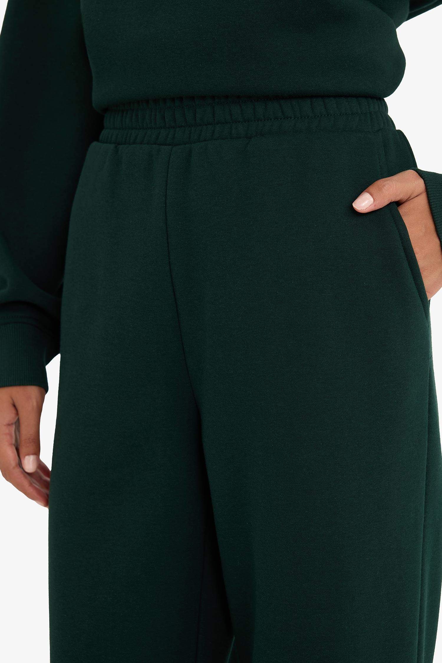 Straight Fit Basic Thick Sweatshirt Fabric Trousers