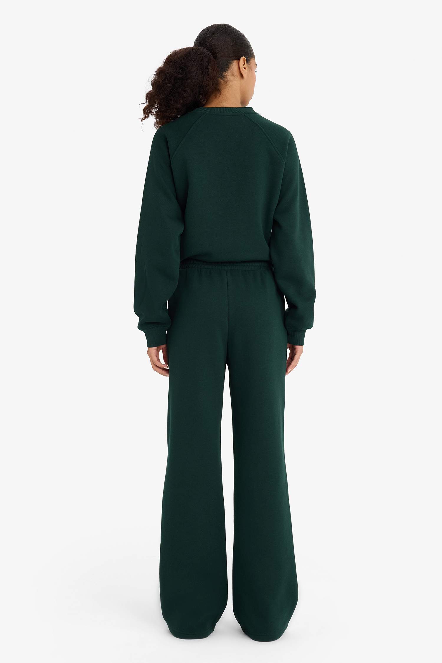 Straight Fit Basic Thick Sweatshirt Fabric Trousers