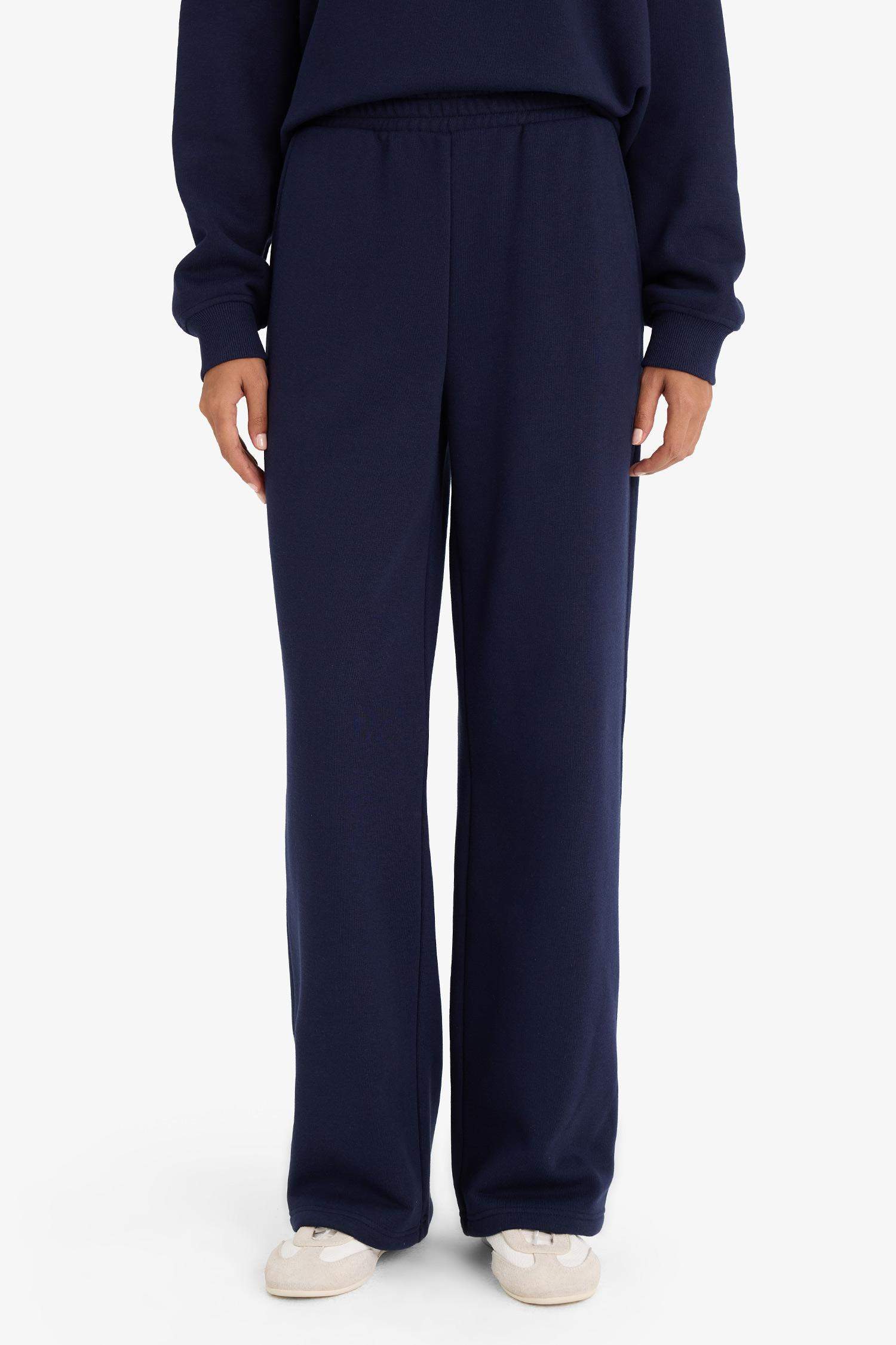 بنطرون سادة ثقيل قصة مستقيمة جيب