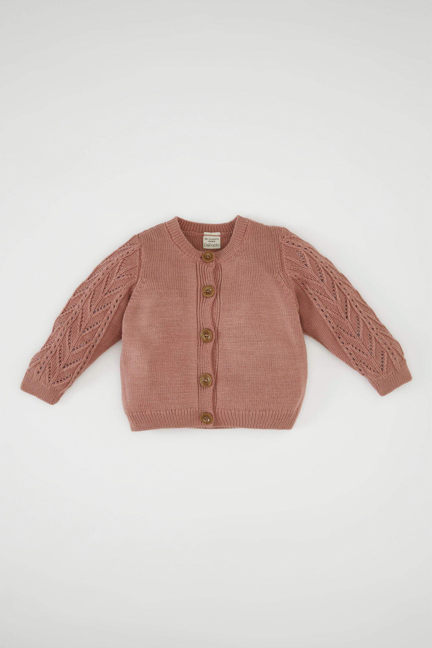 Cardigan en tricot boutonné à col rond pour Bébé Fille