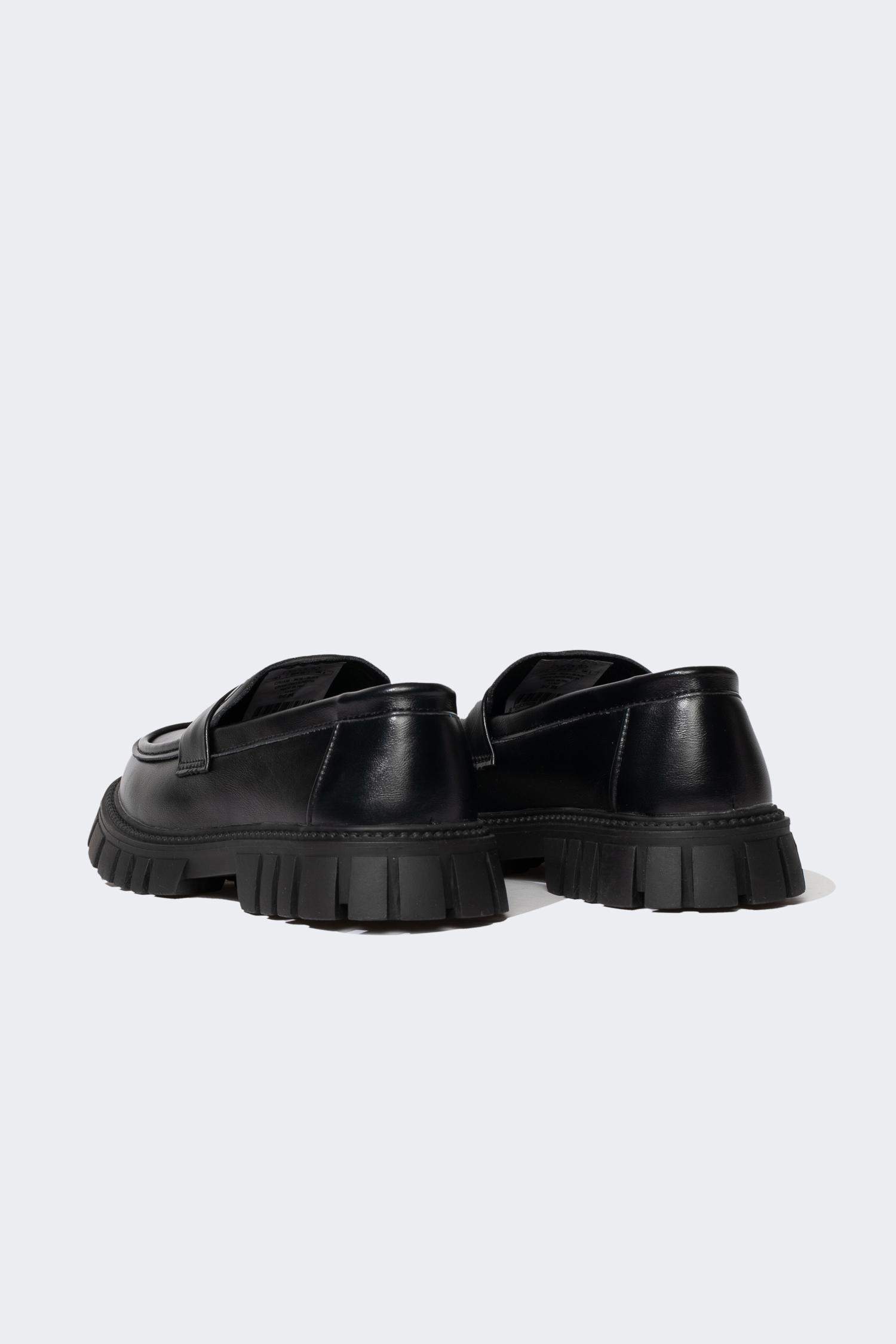 Girl High Sole Slip On Faux Leather Flat Shoes