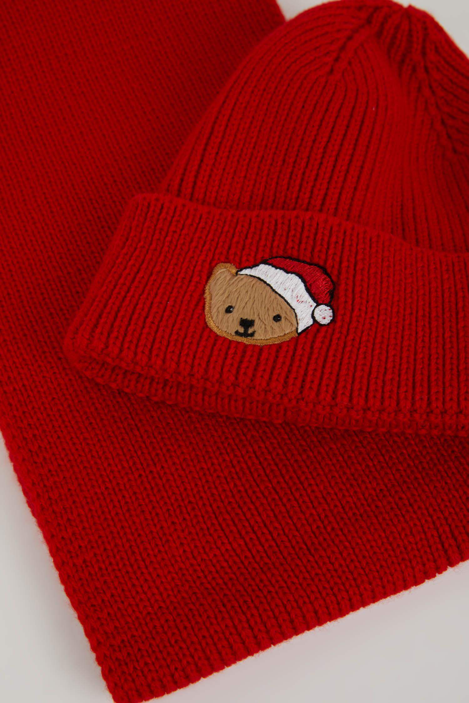 Kız Çocuk Yılbaşı Temalı 2'li Takım Triko Atkı Bere