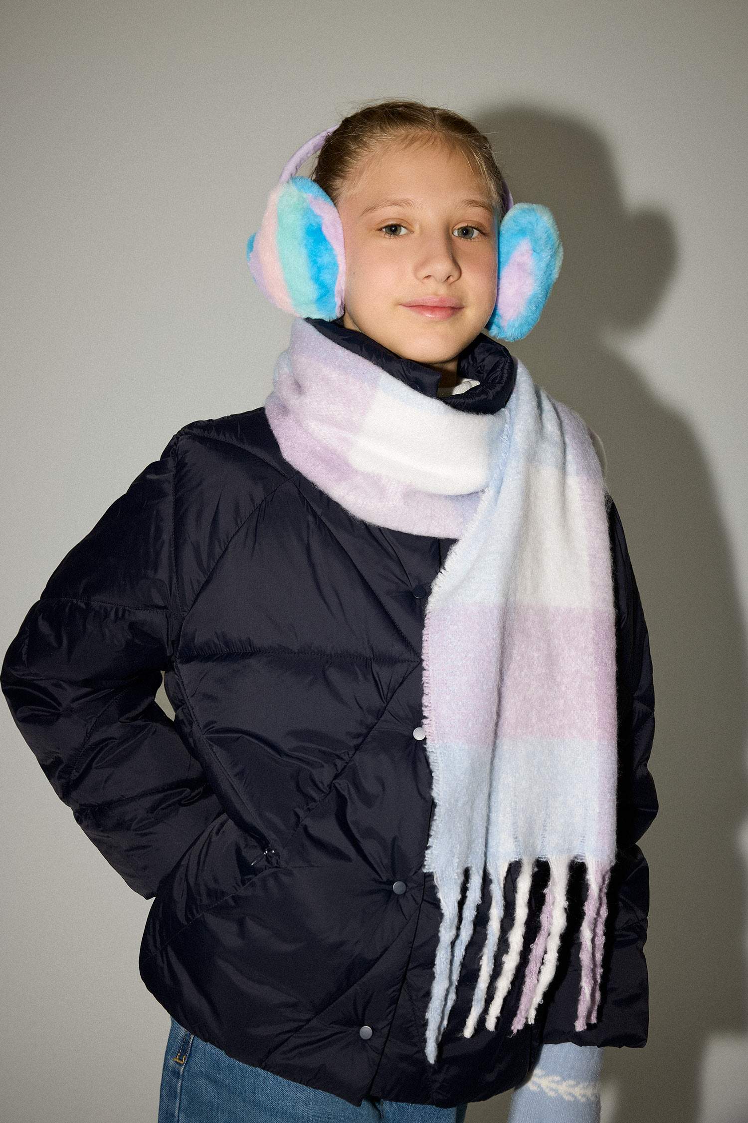 Шарф в клетку для девочек.