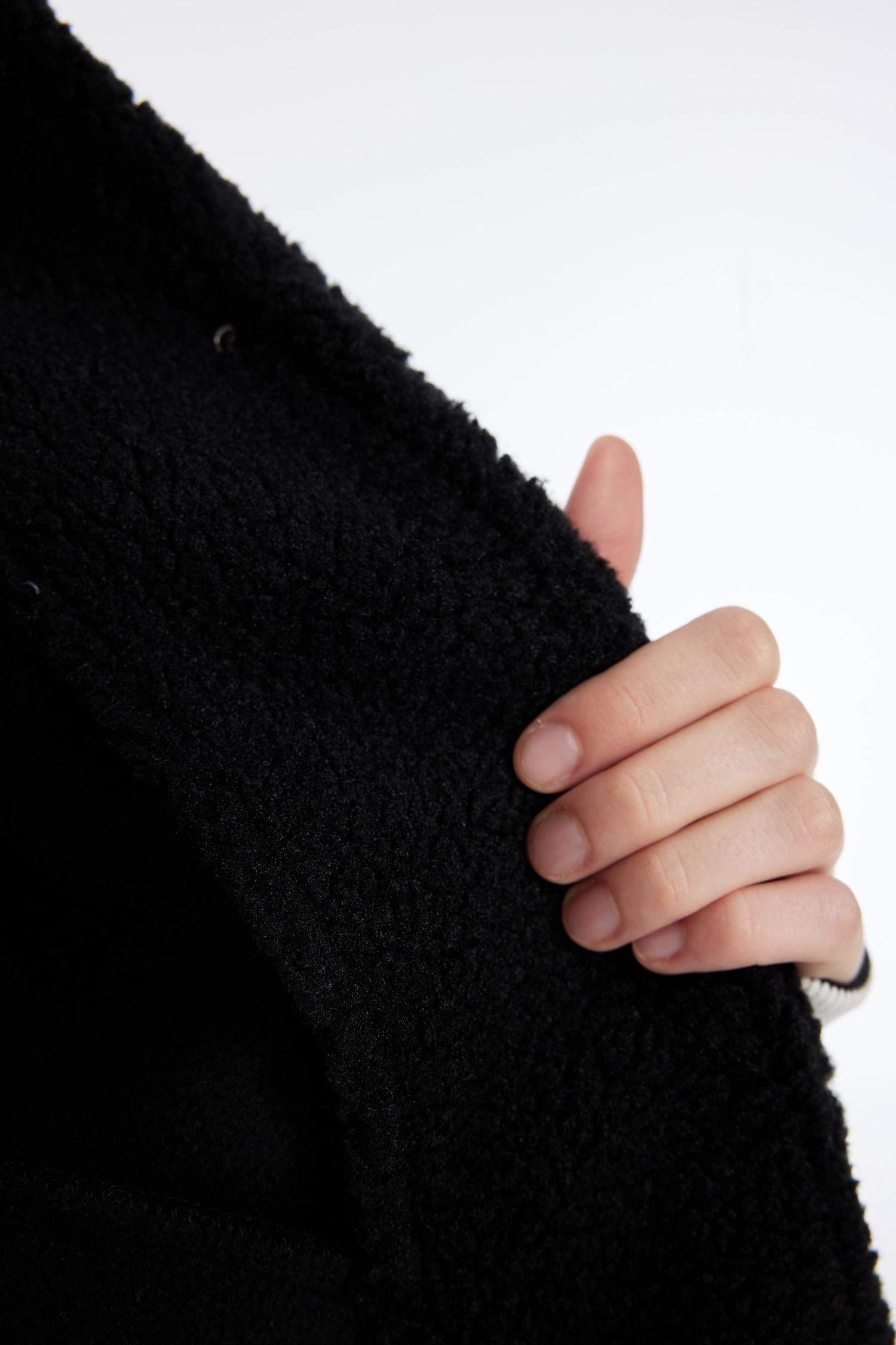 Coool Oversize Geniş Kalıp Pelüş Bomber Mont Ceket Polo Yaka Nakışlı Çıtçıtlı Cepli