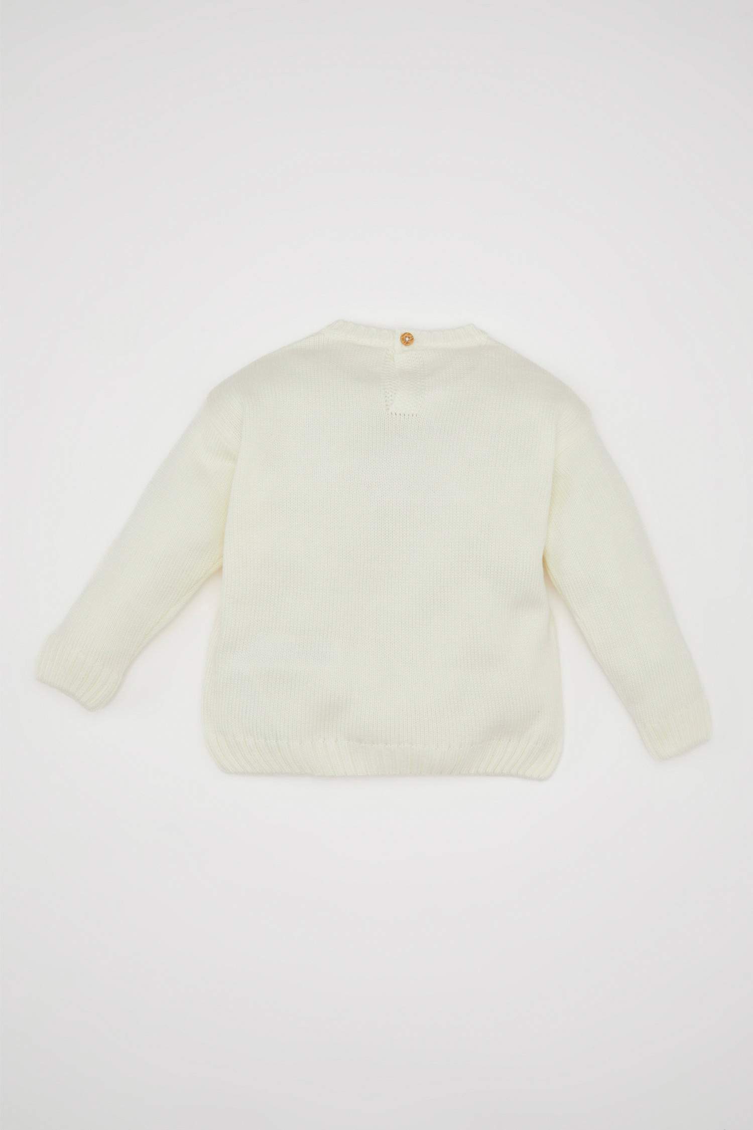 Kız Bebek Yazı Baskılı Bisiklet Yaka Triko Kazak