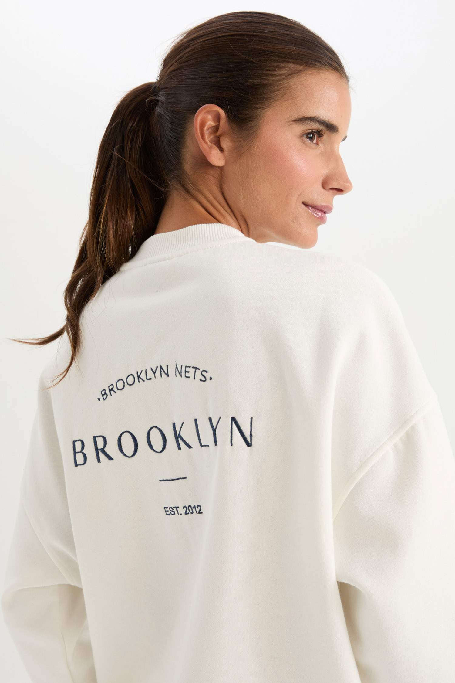 DeFactoFit NBA Brooklyn Nets Oversize Geniş Kalıp Kolej Yaka Sırt Baskılı Bomber Hırka