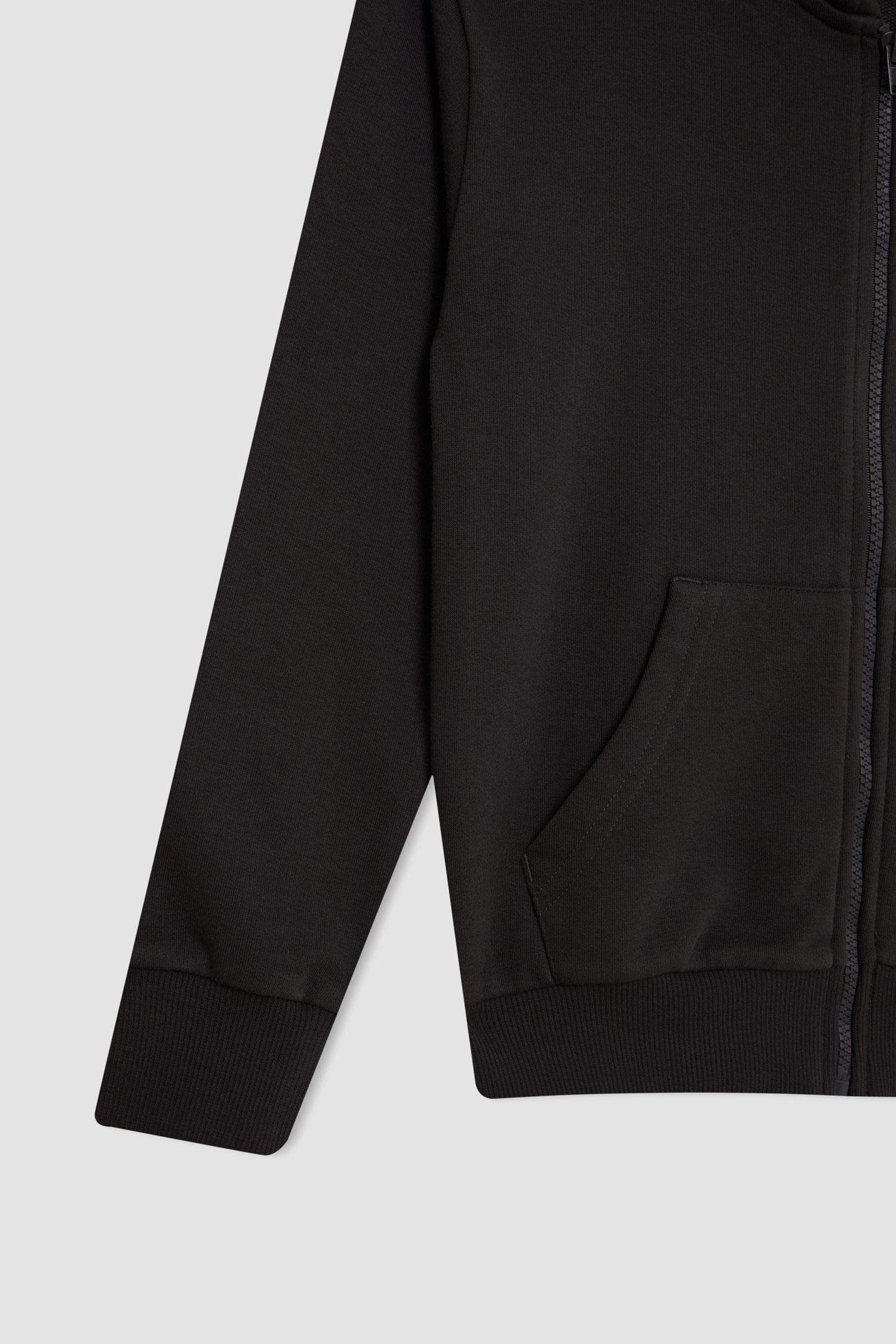 Kız Çocuk Antrasit Basic Düz Kapüşonlu Fermuarlı Okul Hırkası