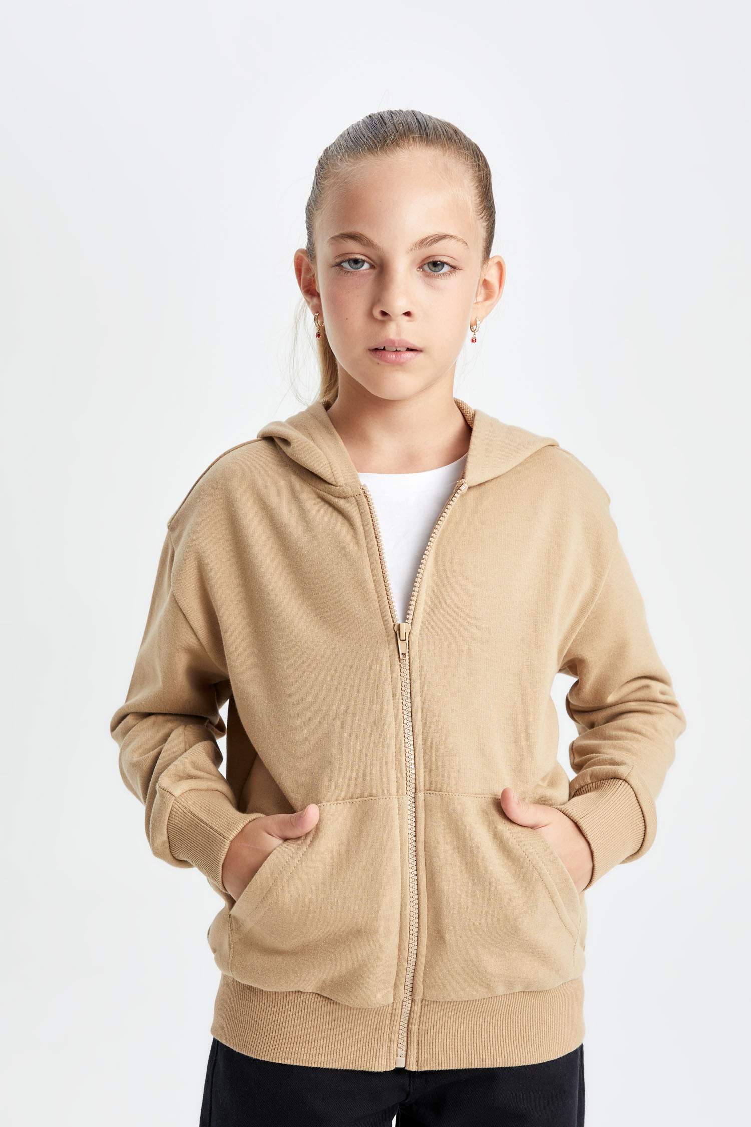 Кардиган с капюшоном на молнии для девочек, Школьная коллекция
