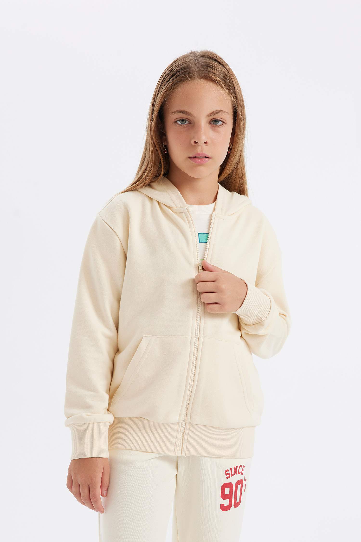 Кардиган с капюшоном на молнии для девочек, Школьная коллекция