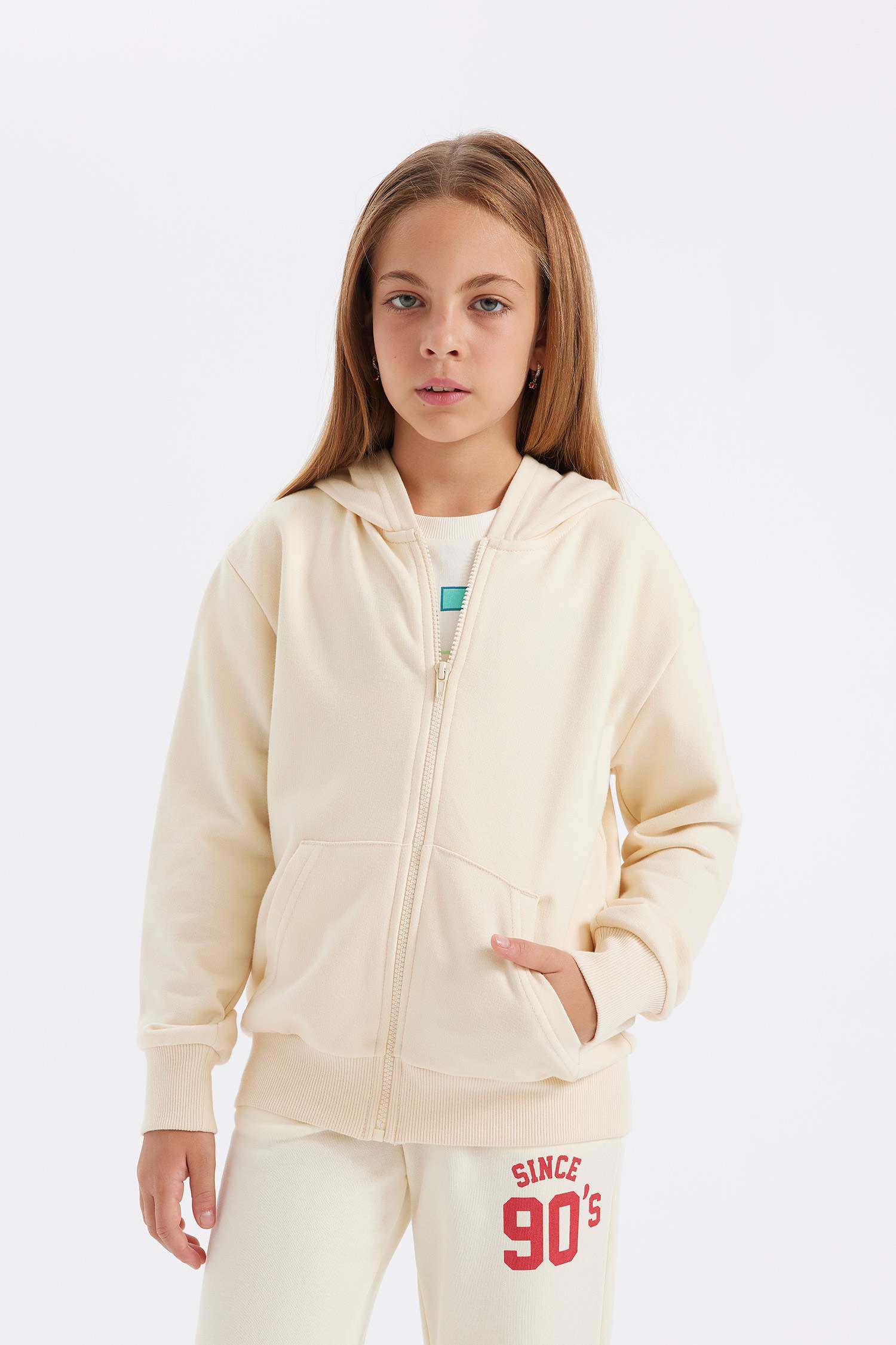 Кардиган с капюшоном на молнии для девочек, Школьная коллекция