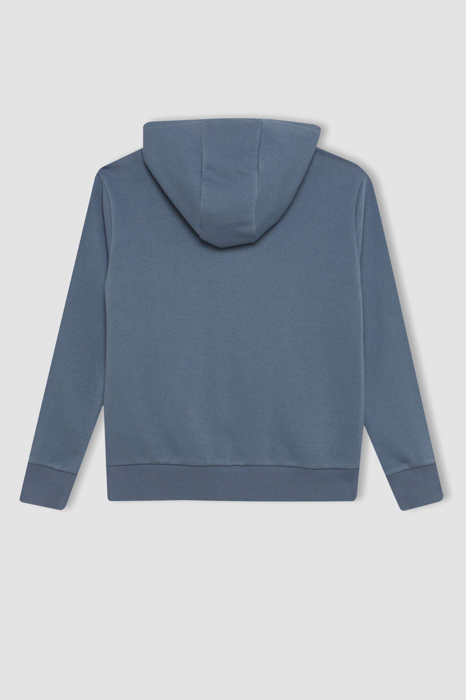 Kız Çocuk Basic Düz Kapüşonlu Cepli Fermuarlı Okul Hırkası