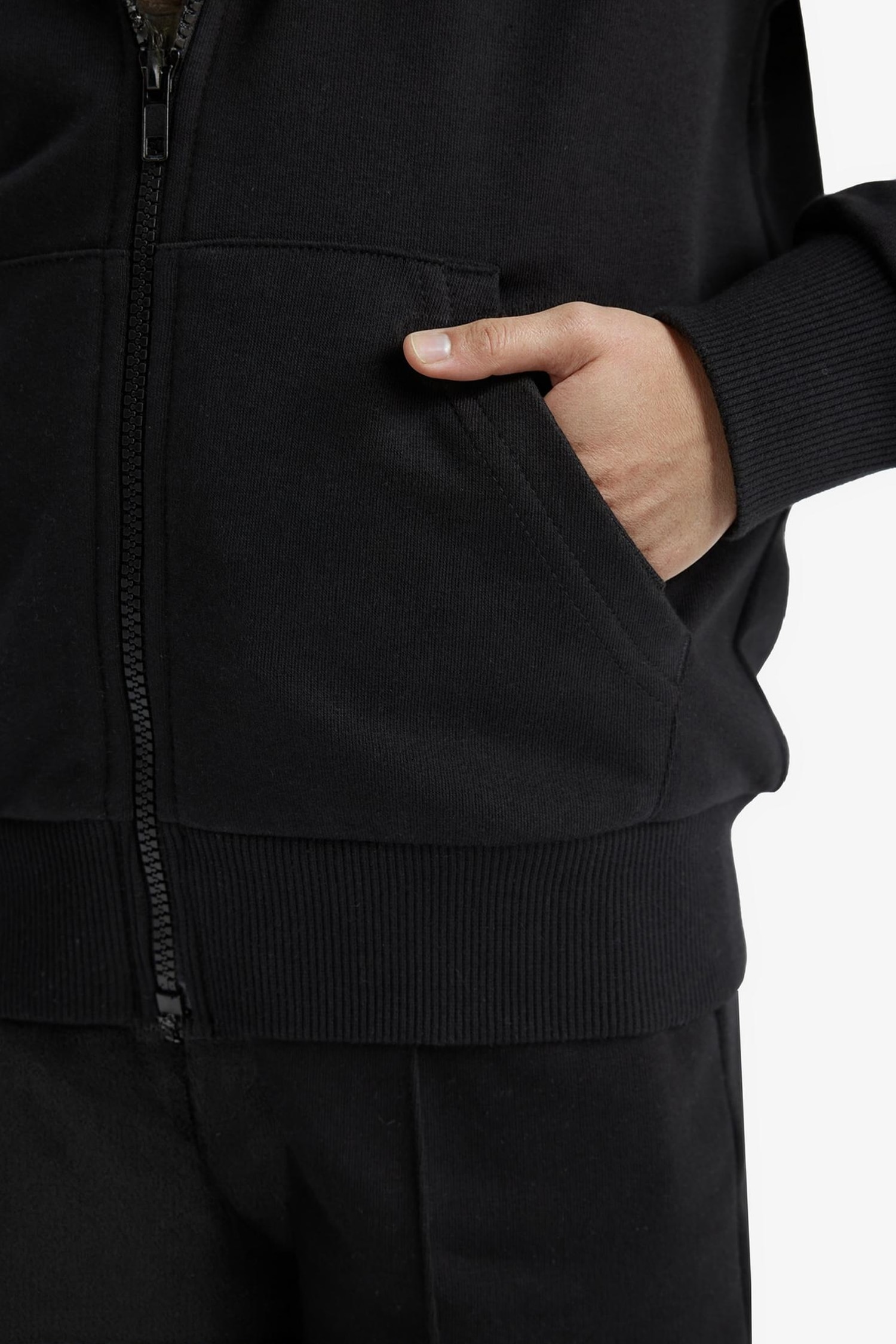 Kız Çocuk Basic Düz Kapüşonlu Okul Fermuarlı Sweatshirt