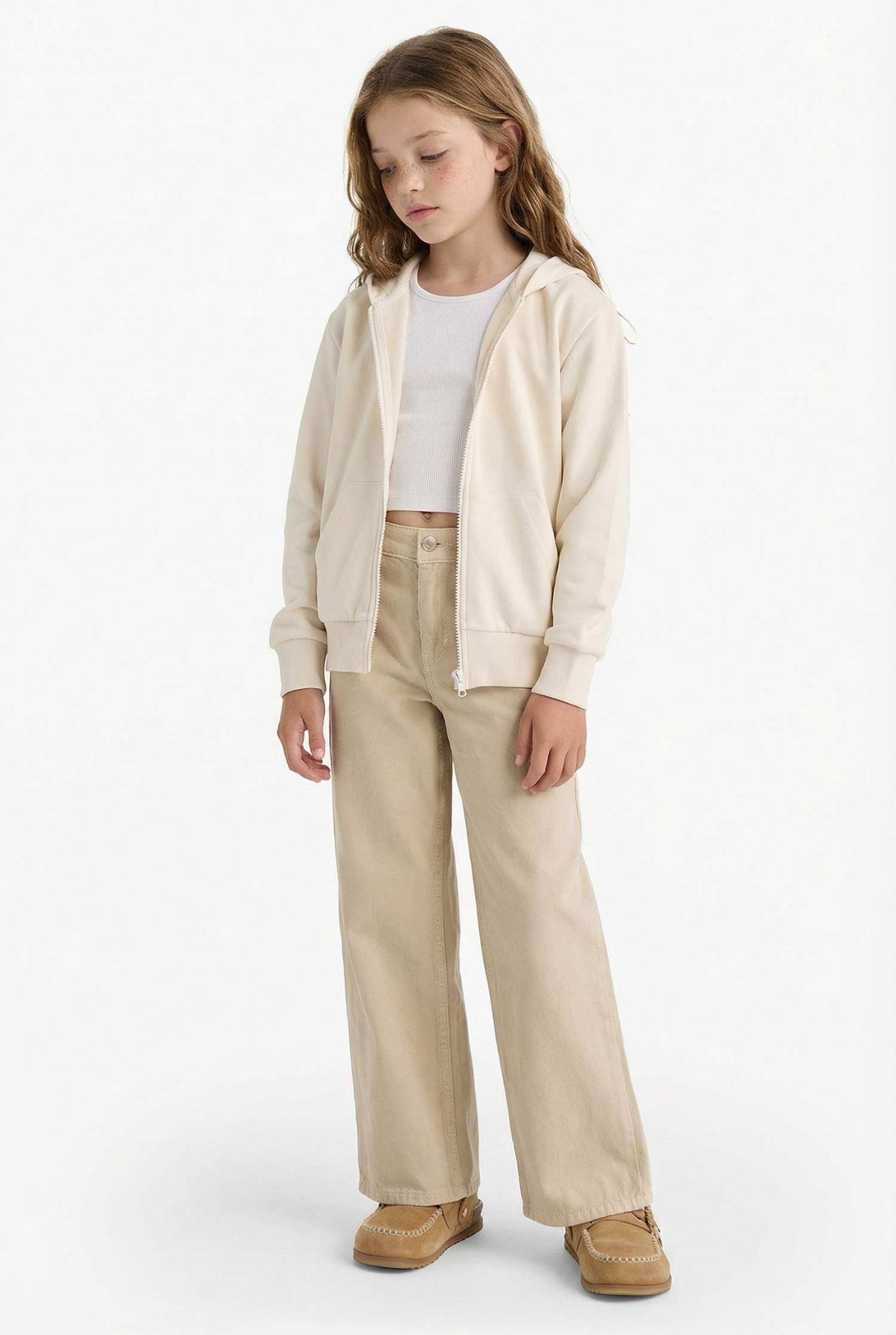 سويت شيرت بناتي سادة قصة عادية بغطاء للرأس