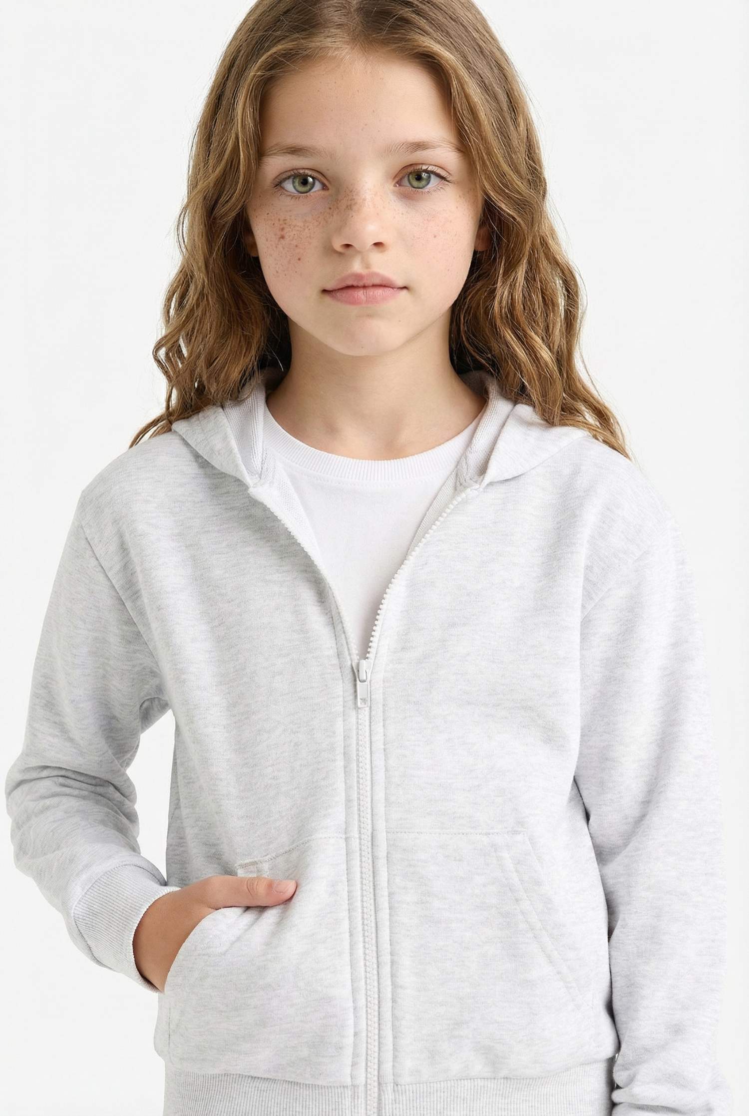 سويت شيرت بناتي سادة قصة عادية بغطاء للرأس