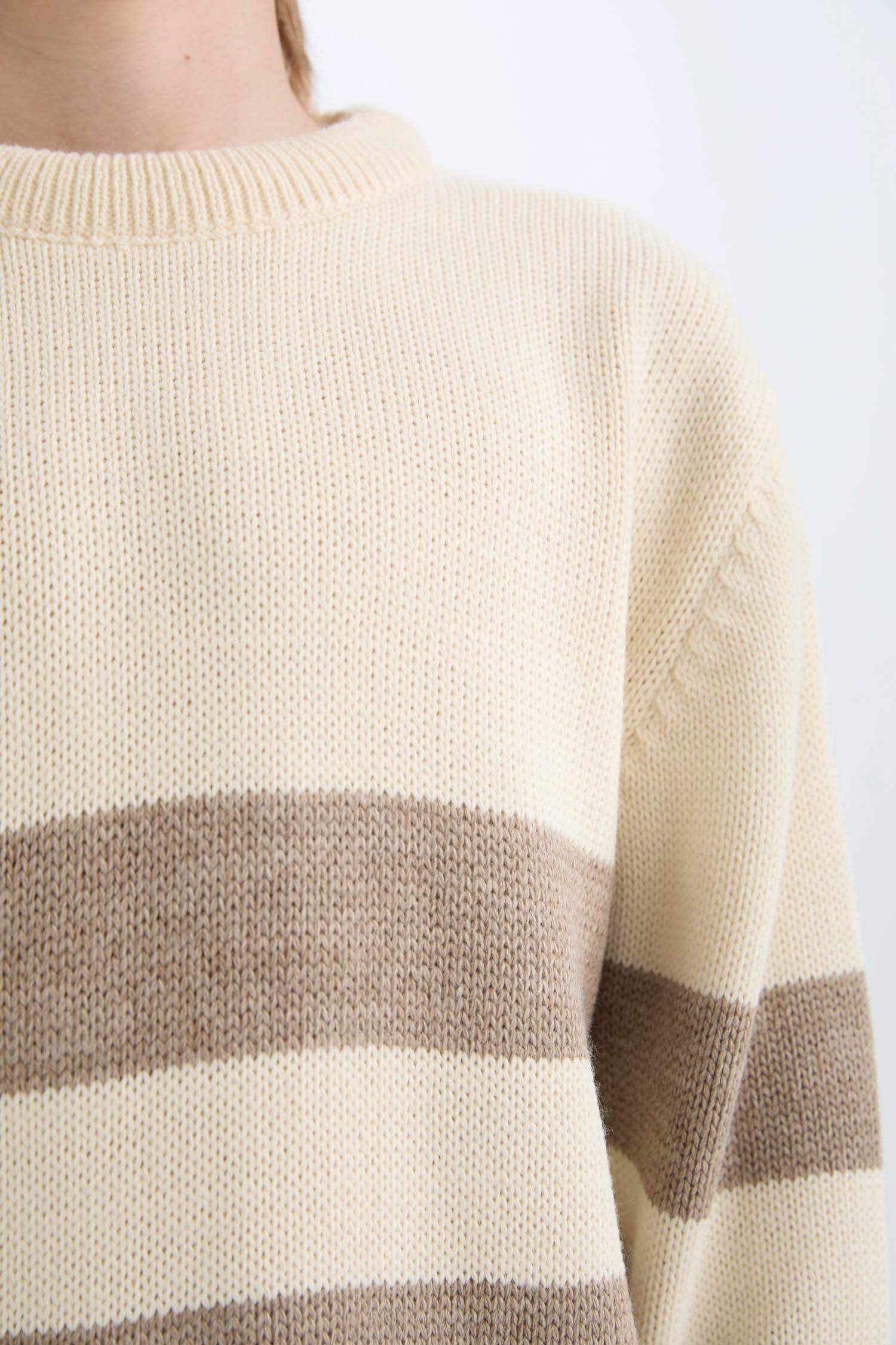 Erkek Çocuk Bisiklet Yaka Çizgili Triko Kazak