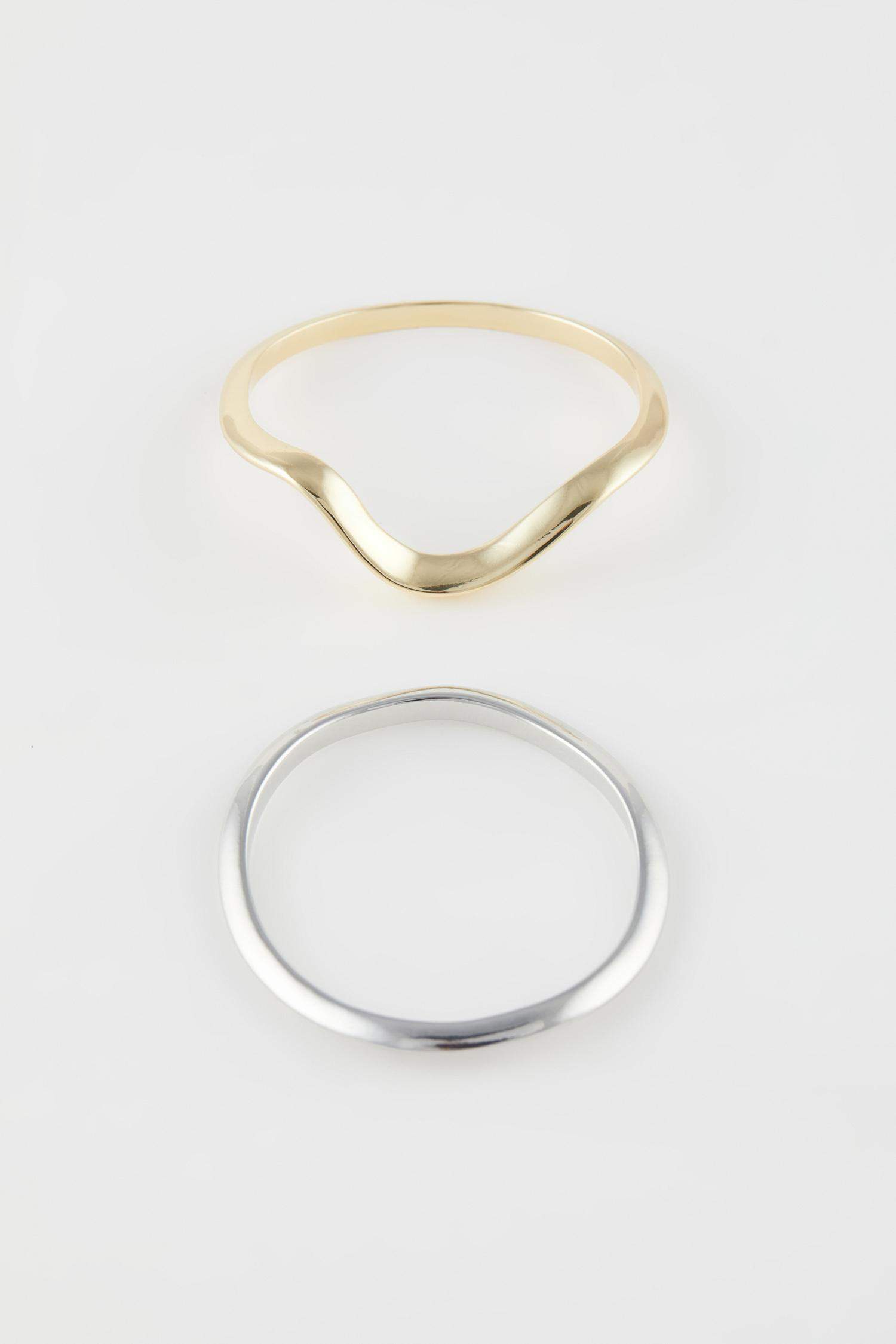 Woman 2 Piece Gold Silver Bracelet