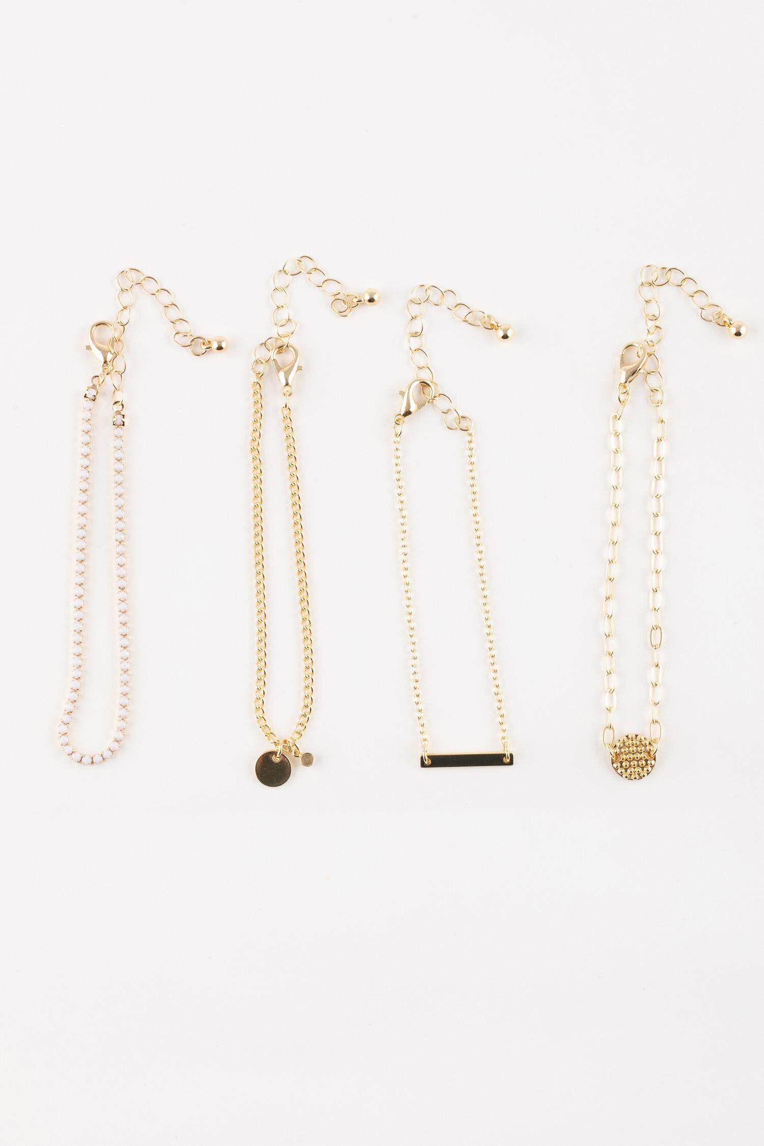 Золотой браслет для женщин, 4 шт