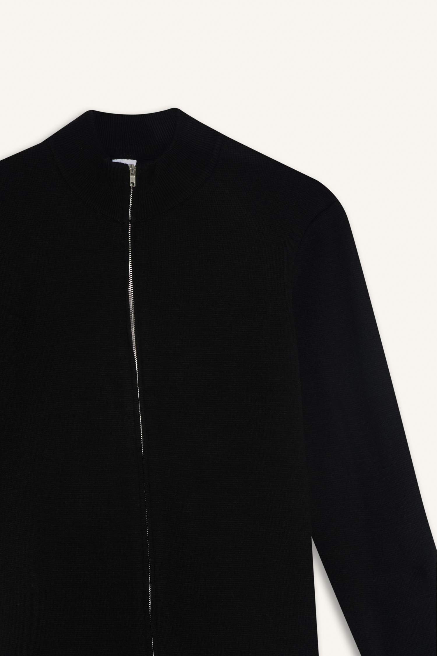 Standart Fit Dik Yaka Fermuarlı Triko Hırka