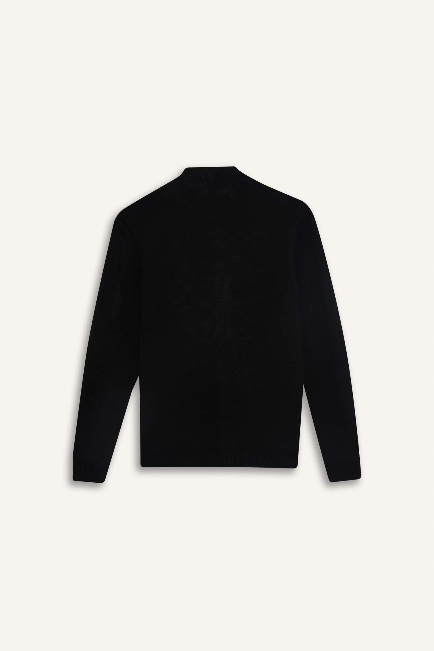 Standart Fit Dik Yaka Fermuarlı Triko Hırka