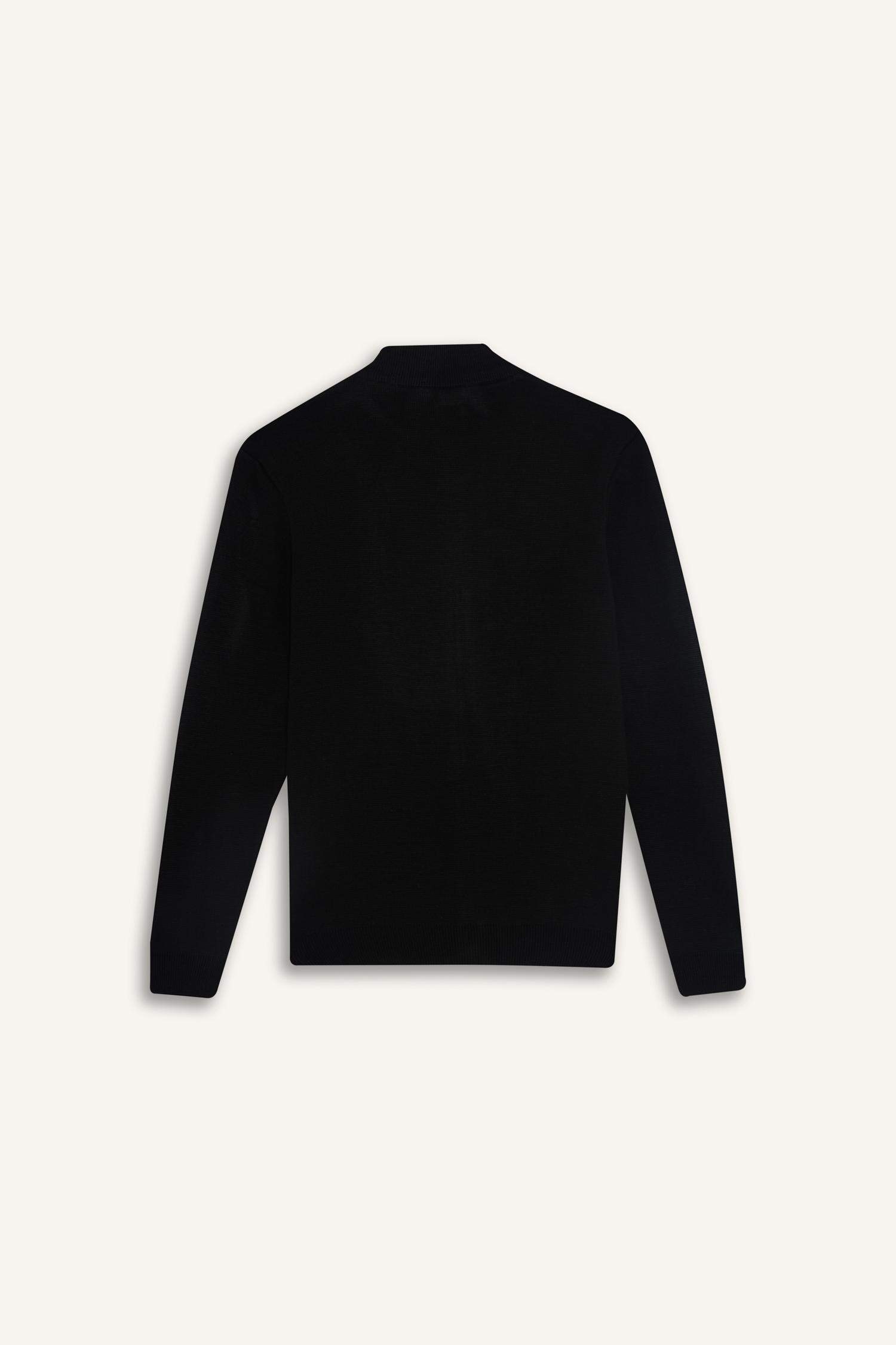 Standart Fit Dik Yaka Fermuarlı Triko Hırka