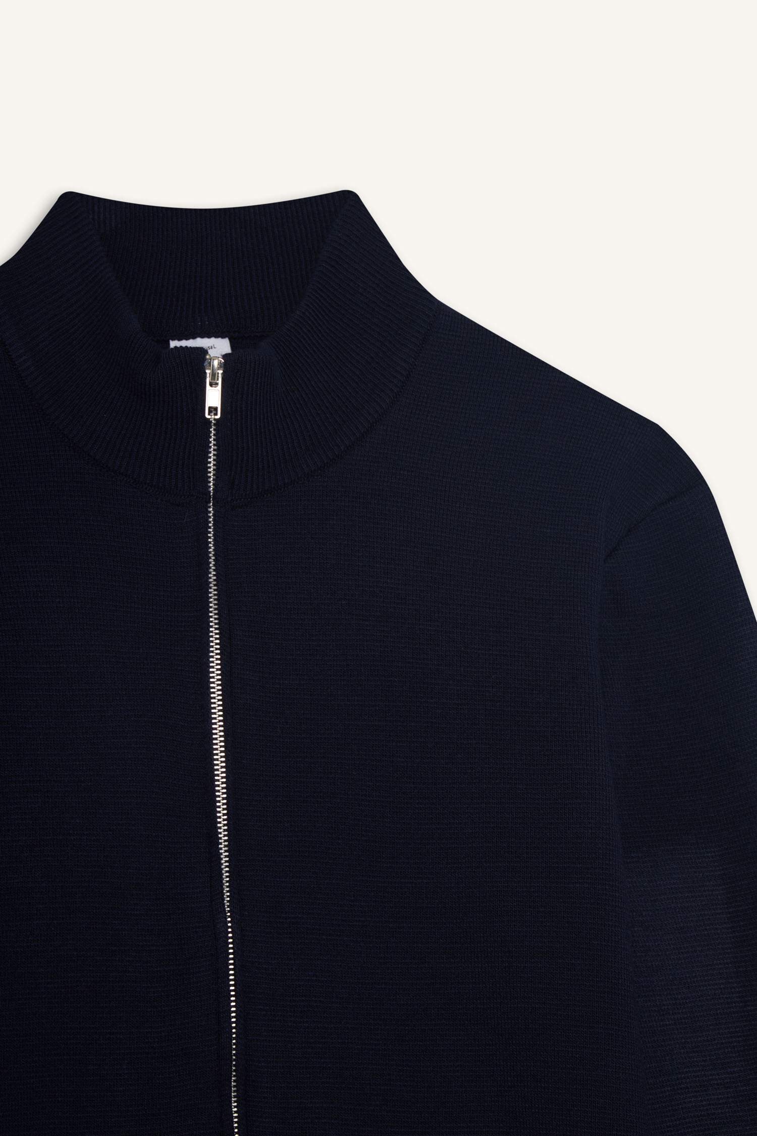 Standart Fit Dik Yaka Fermuarlı Triko Hırka