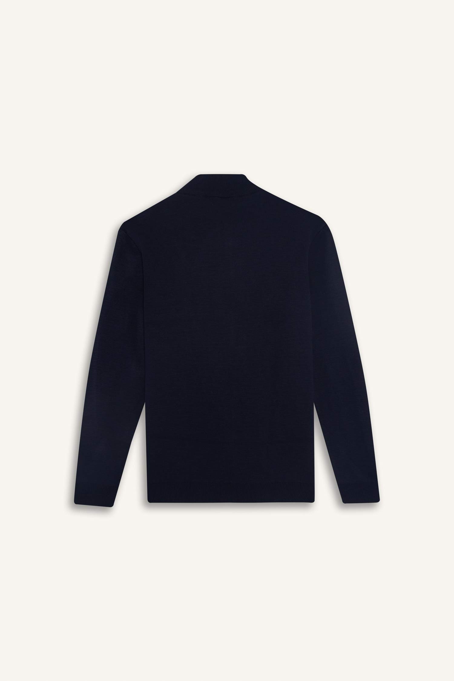 Standart Fit Dik Yaka Fermuarlı Triko Hırka