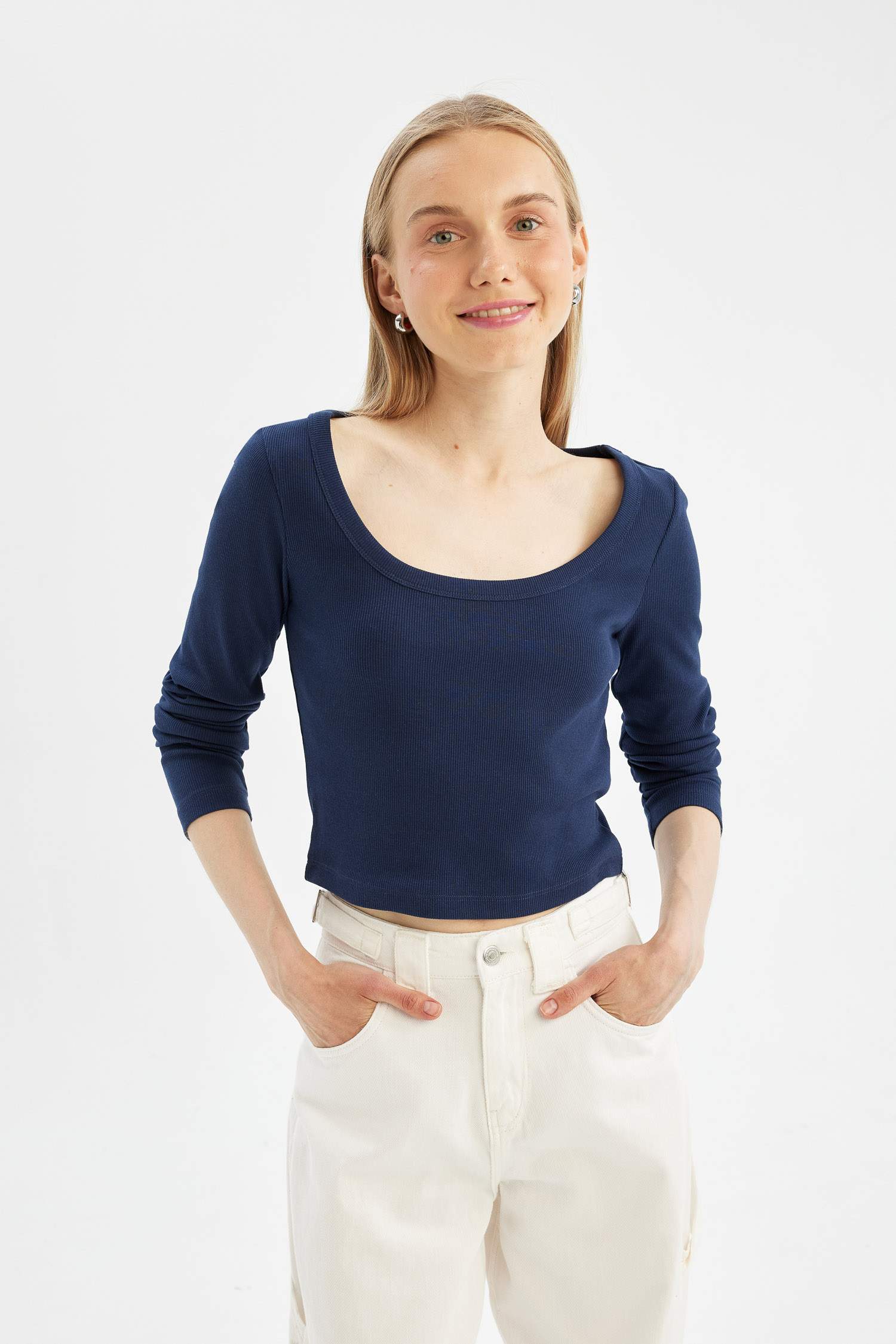 Fitted Corduroy Long Sleeve T-Shirt