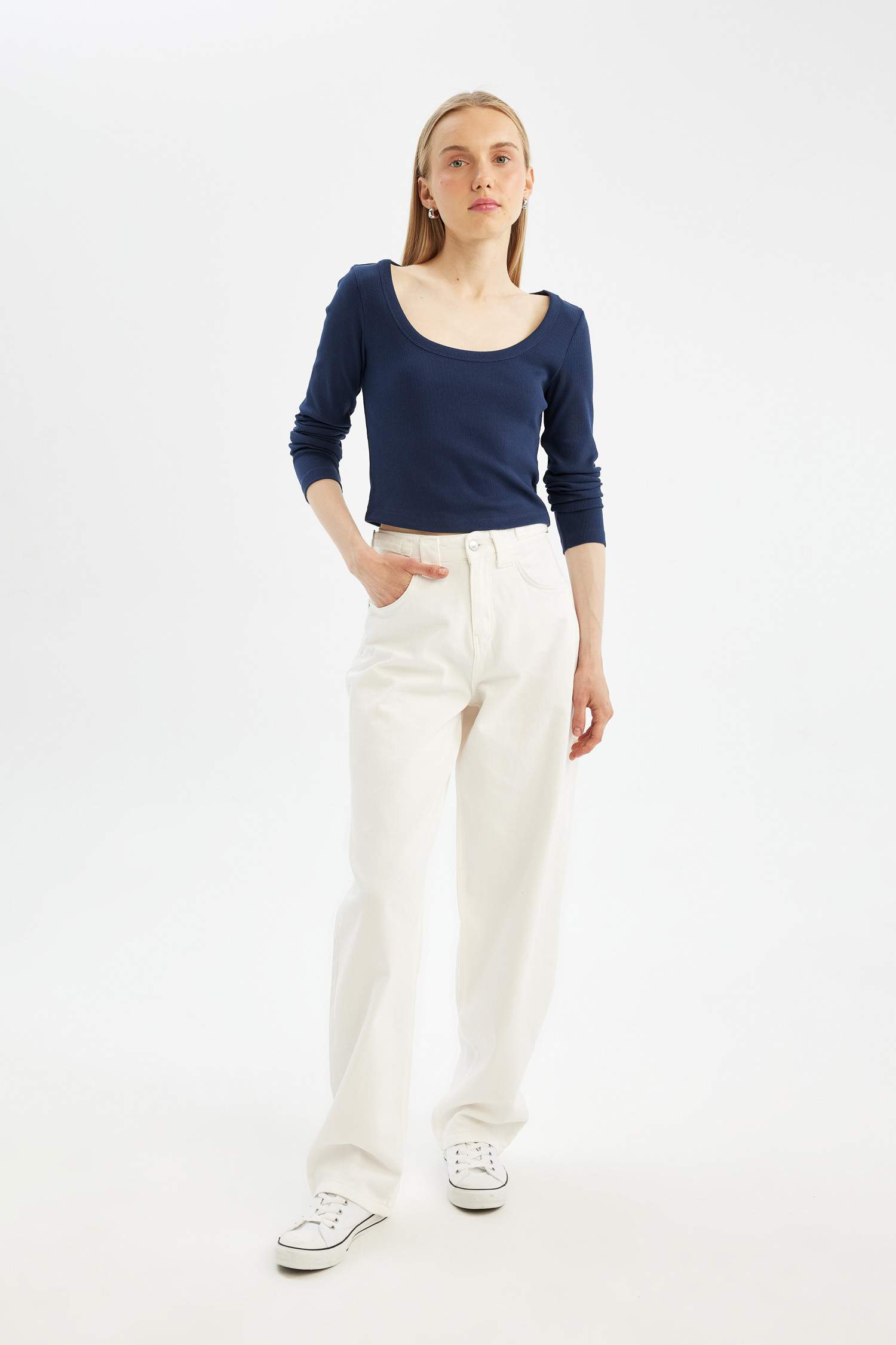 Fitted Corduroy Long Sleeve T-Shirt